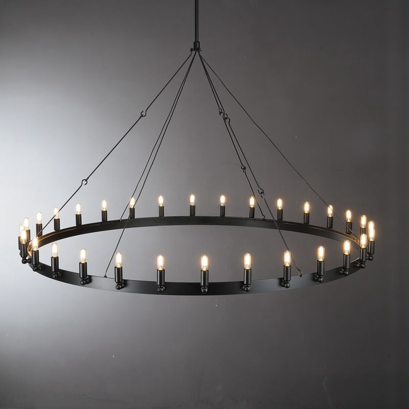 Elaris 63 Inch Tubular Candle Wagon Wheel Chandelier