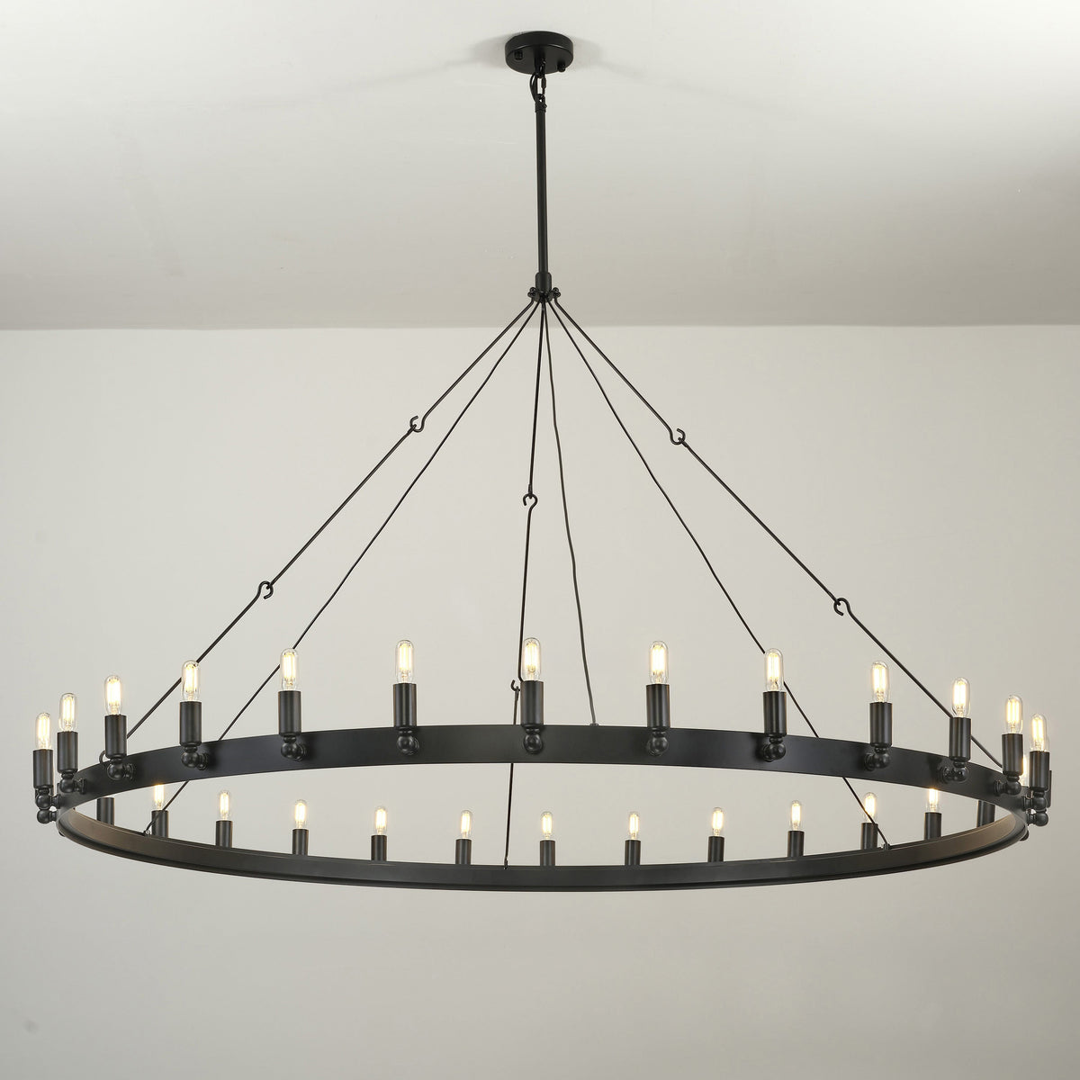 Elaris 63 Inch Tubular Candle Wagon Wheel Chandelier