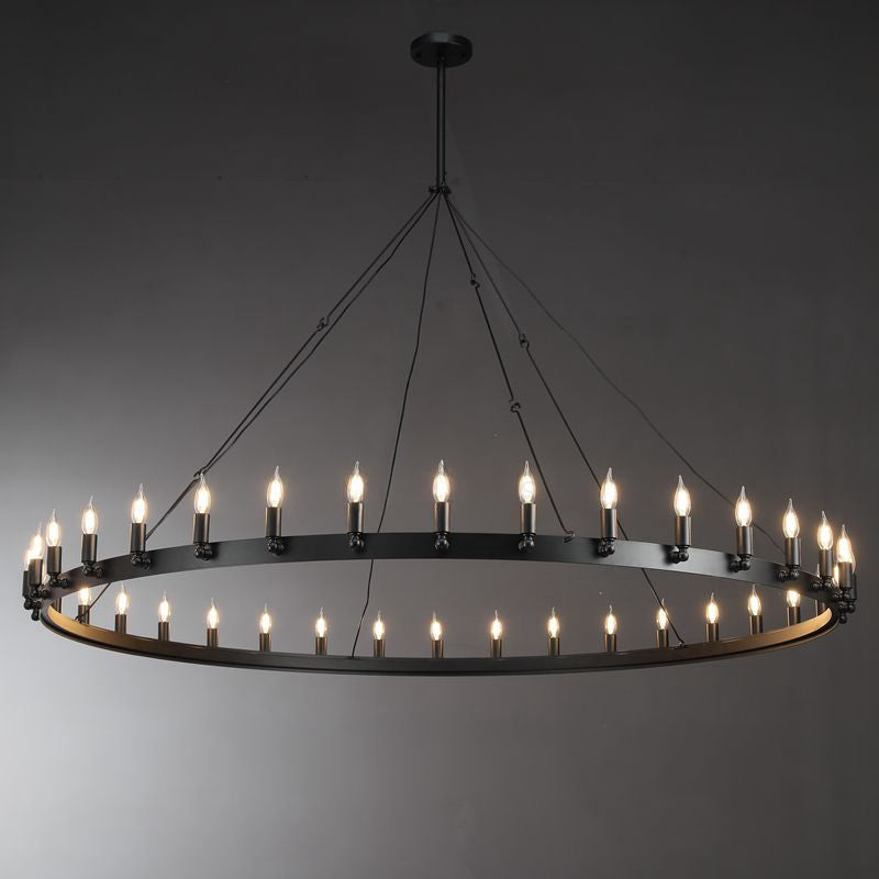 Elaris 72 Inch Bent Tip Candle Wagon Wheel Chandelier