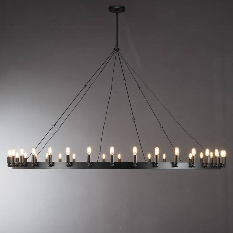Elaris 72 Inch Tubular Candle Wagon Wheel Chandelier