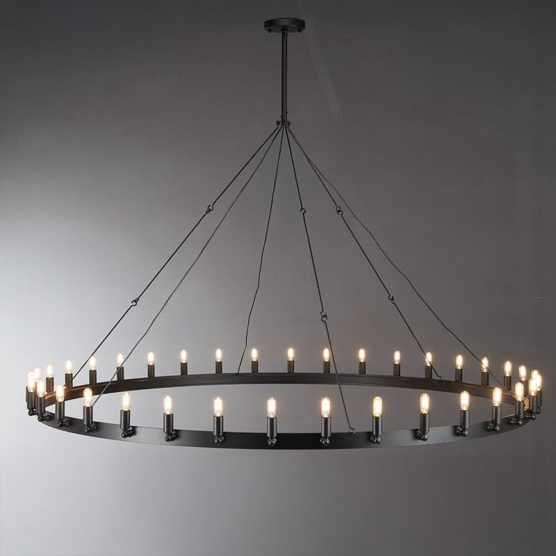 Elaris 72 Inch Tubular Candle Wagon Wheel Chandelier