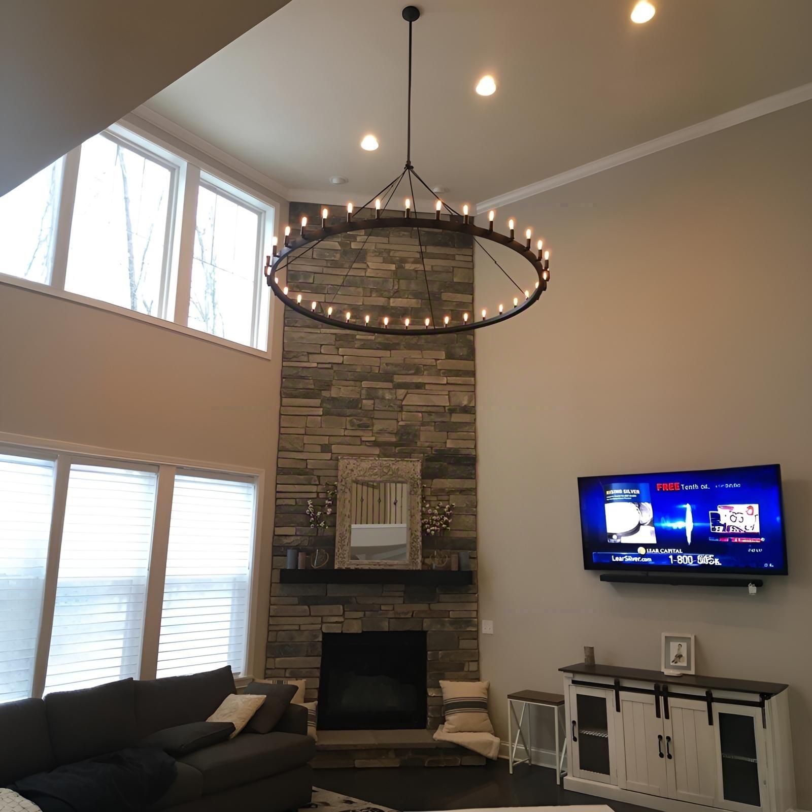 Elaris 72 Inch Tubular Candle Wagon Wheel Chandelier