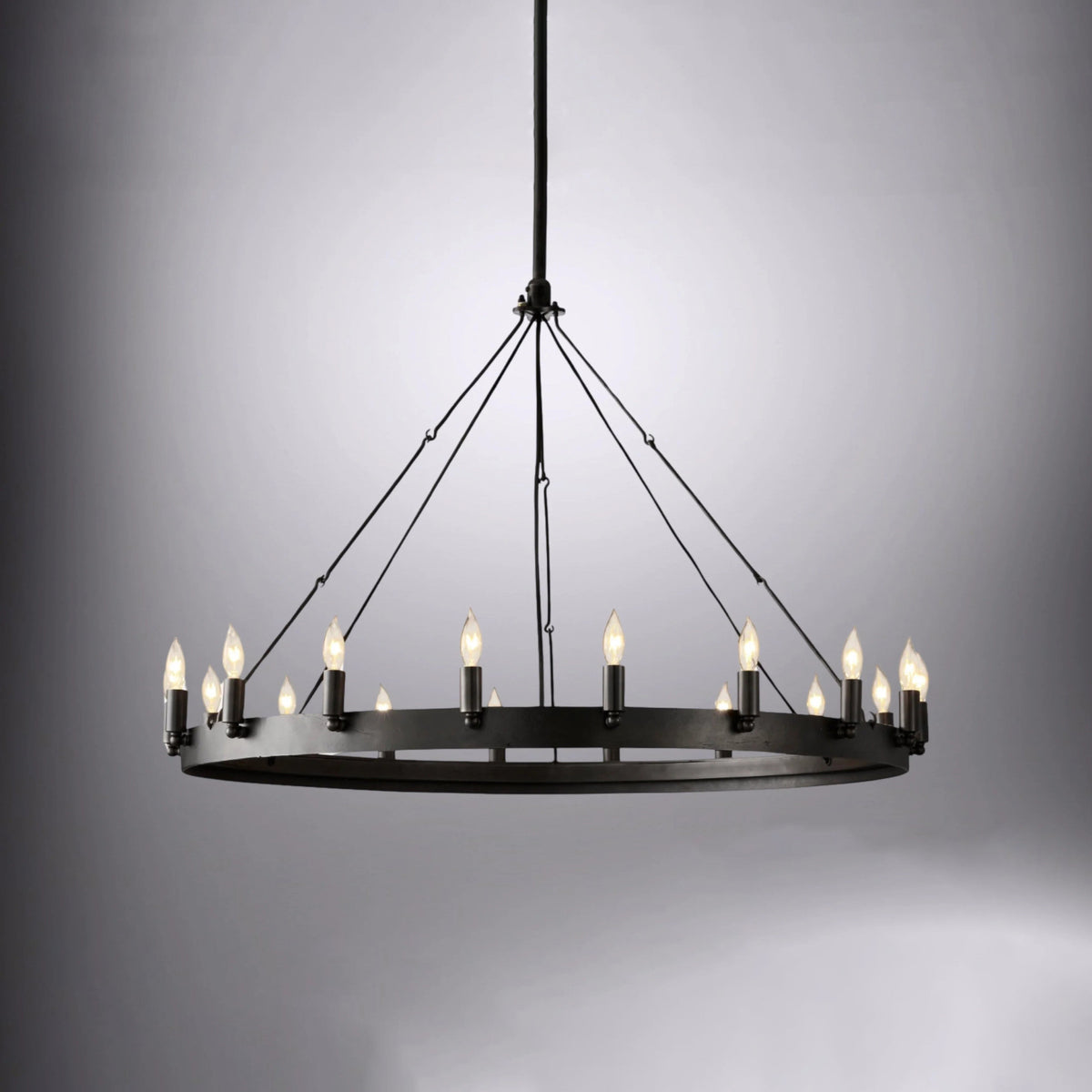 Elaris 38 Inch Bent Tip Candle Wagon Wheel Chandelier