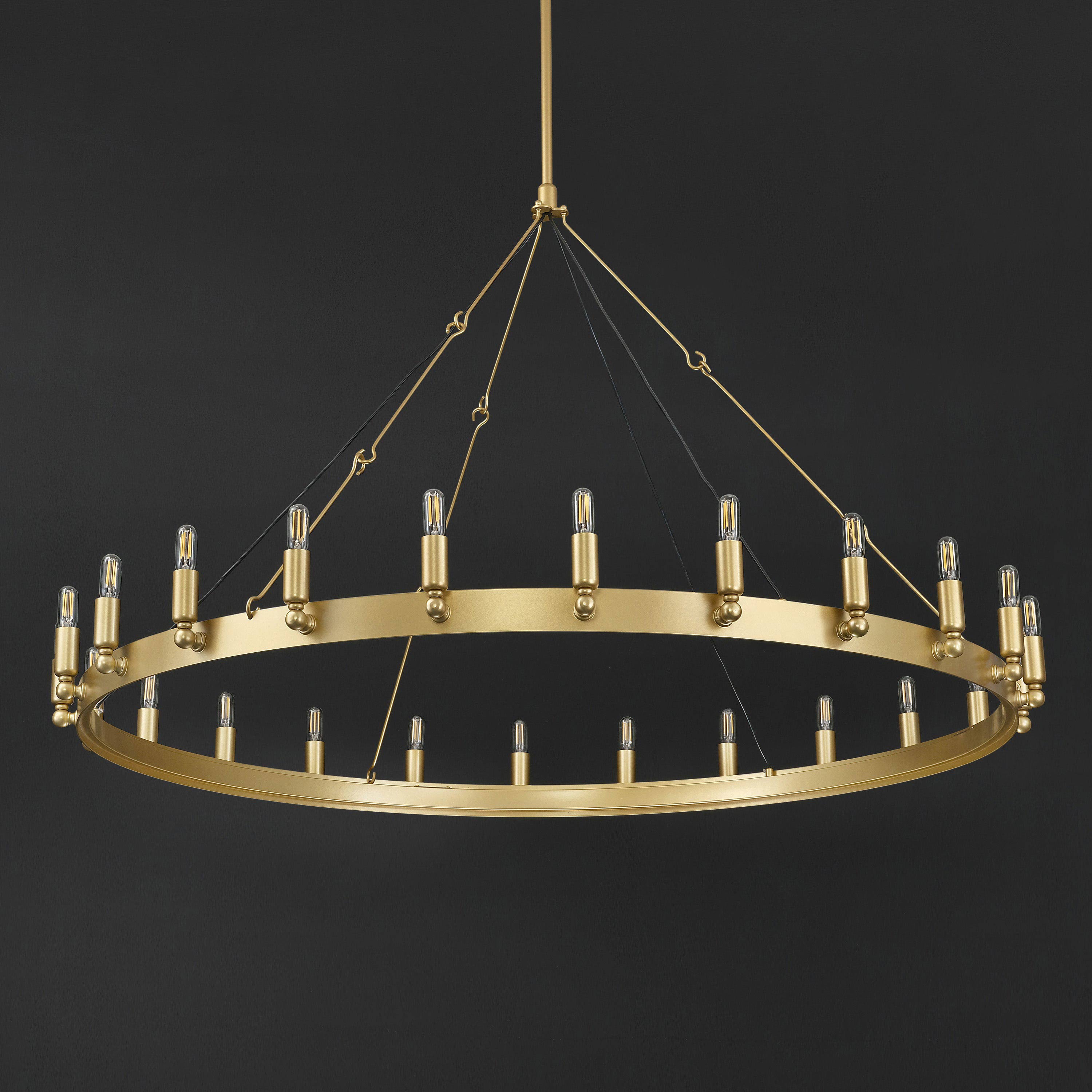 Elaris 50 Inch Tubular Candle Wagon Wheel Chandelier