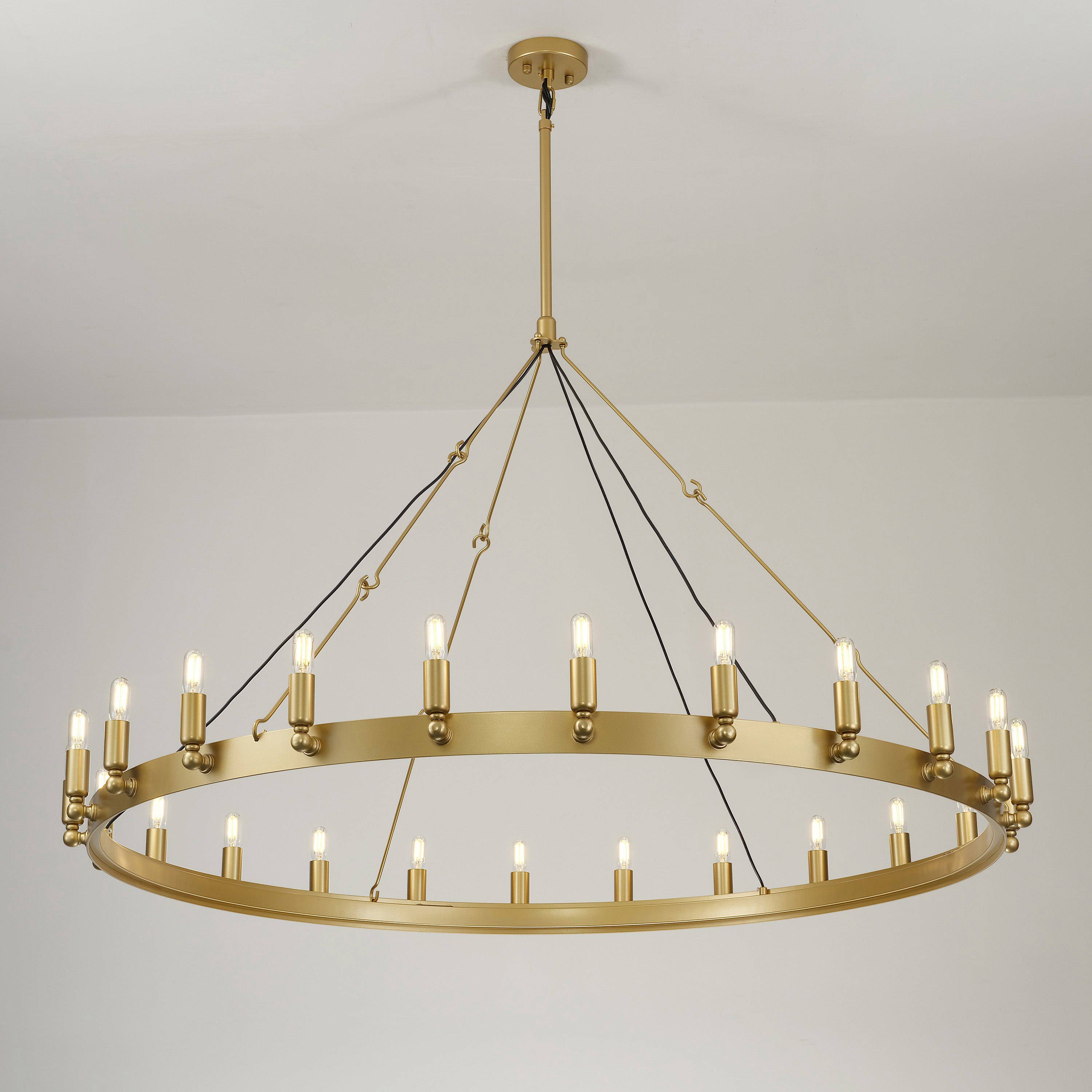 Elaris 50 Inch Tubular Candle Wagon Wheel Chandelier