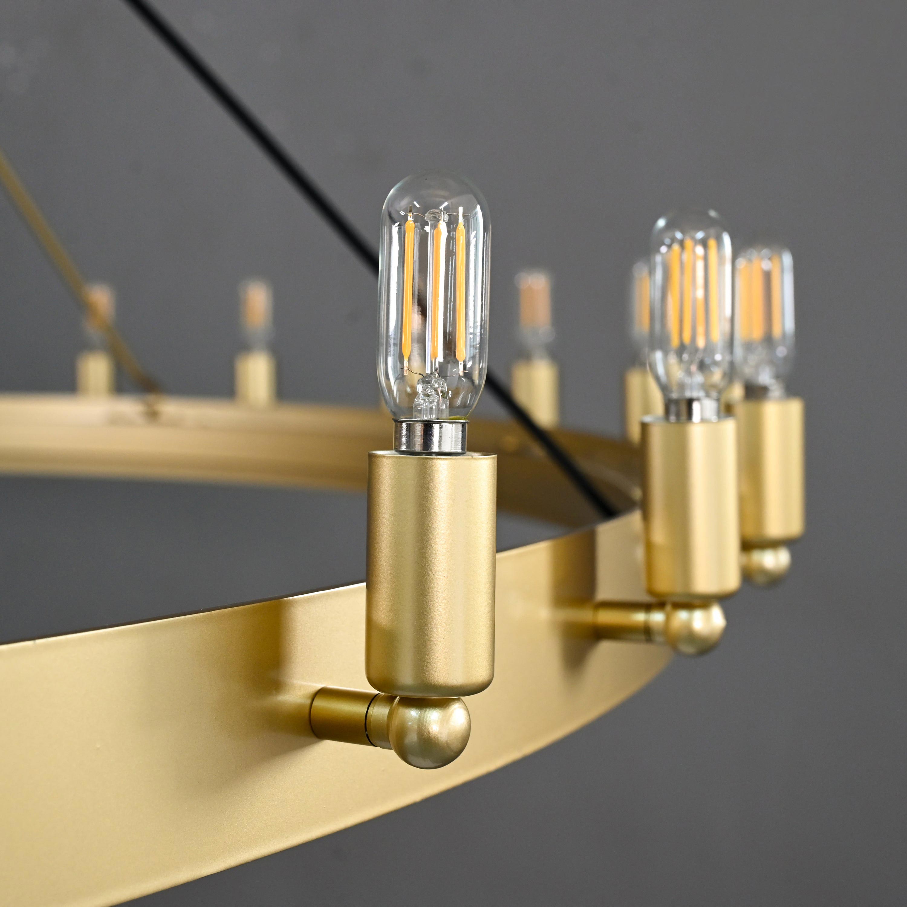 Elaris 50 Inch Tubular Candle Wagon Wheel Chandelier