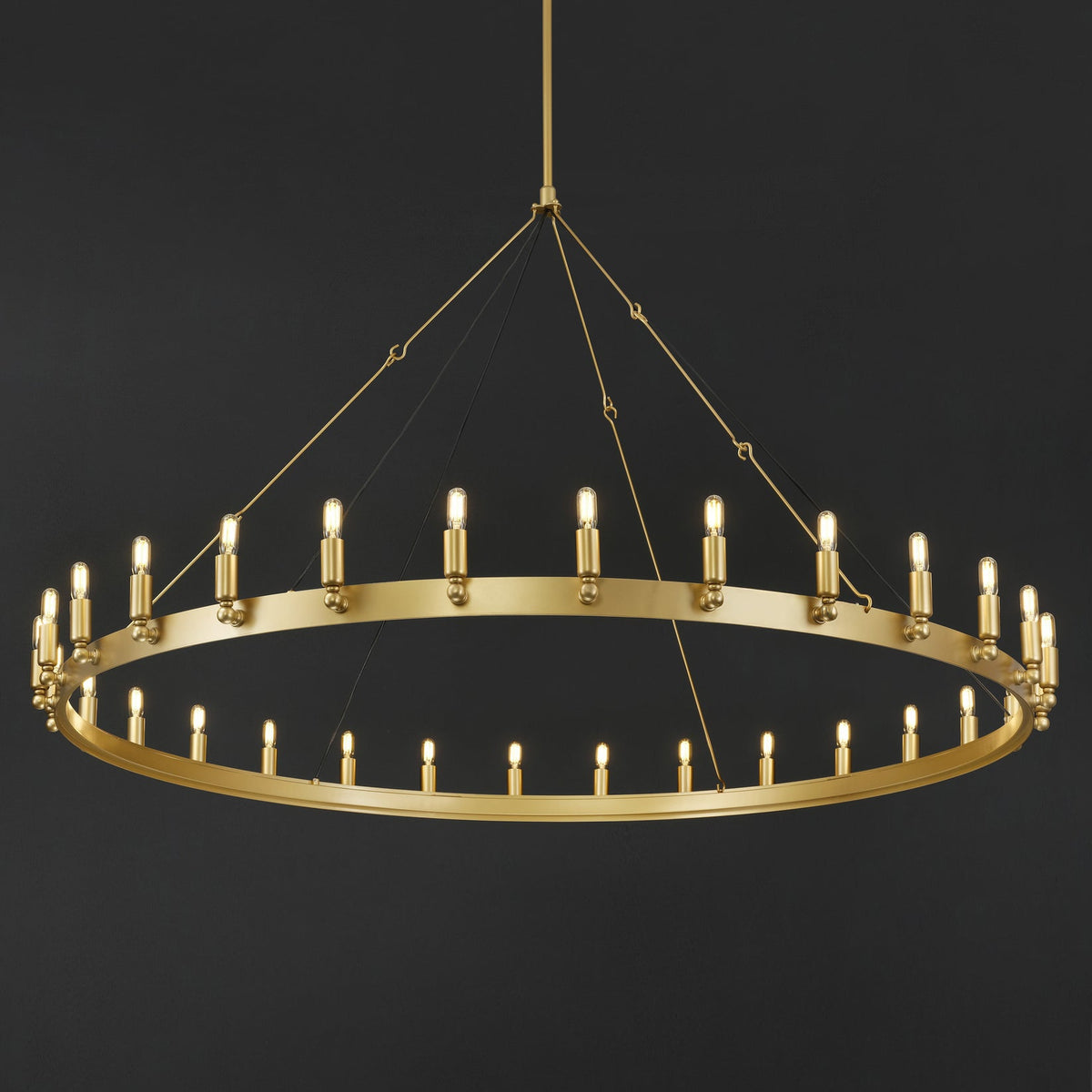 Elaris 63 Inch Tubular Candle Wagon Wheel Chandelier