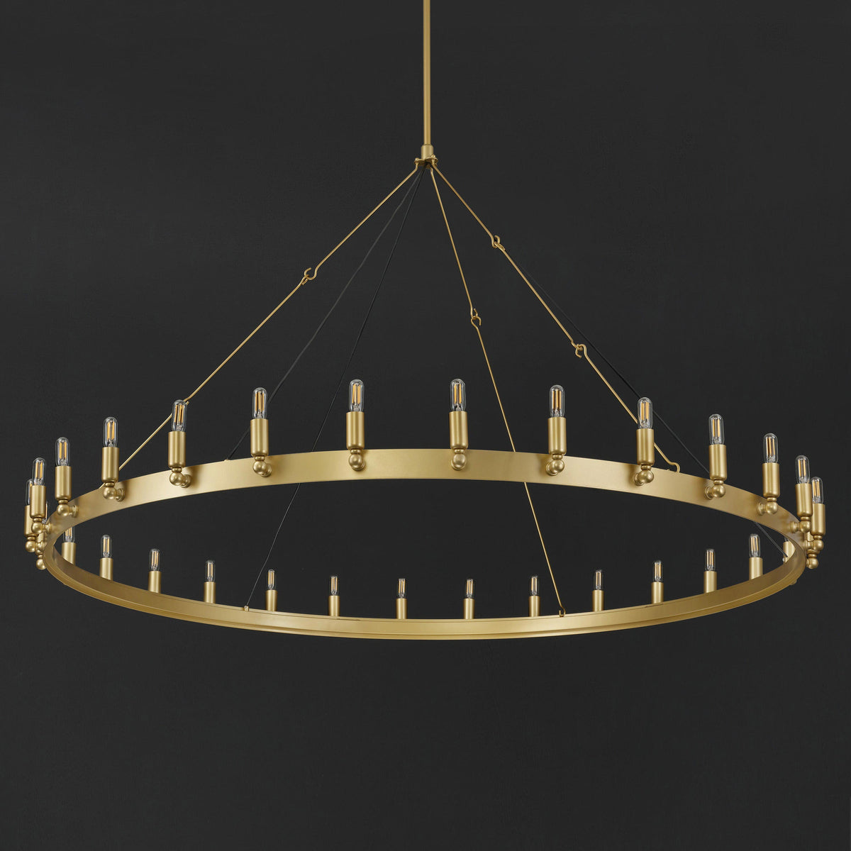 Elaris 63 Inch Tubular Candle Wagon Wheel Chandelier