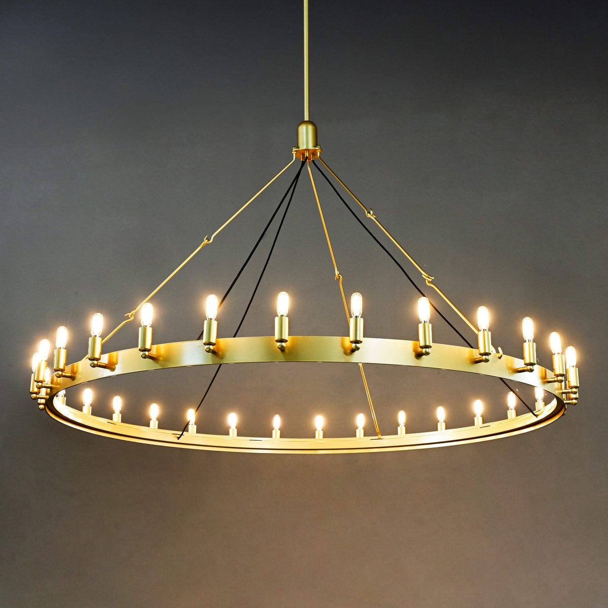 Elaris 63 Inch Tubular Candle Wagon Wheel Chandelier