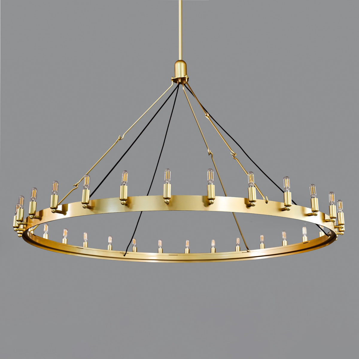 Elaris 63 Inch Tubular Candle Wagon Wheel Chandelier