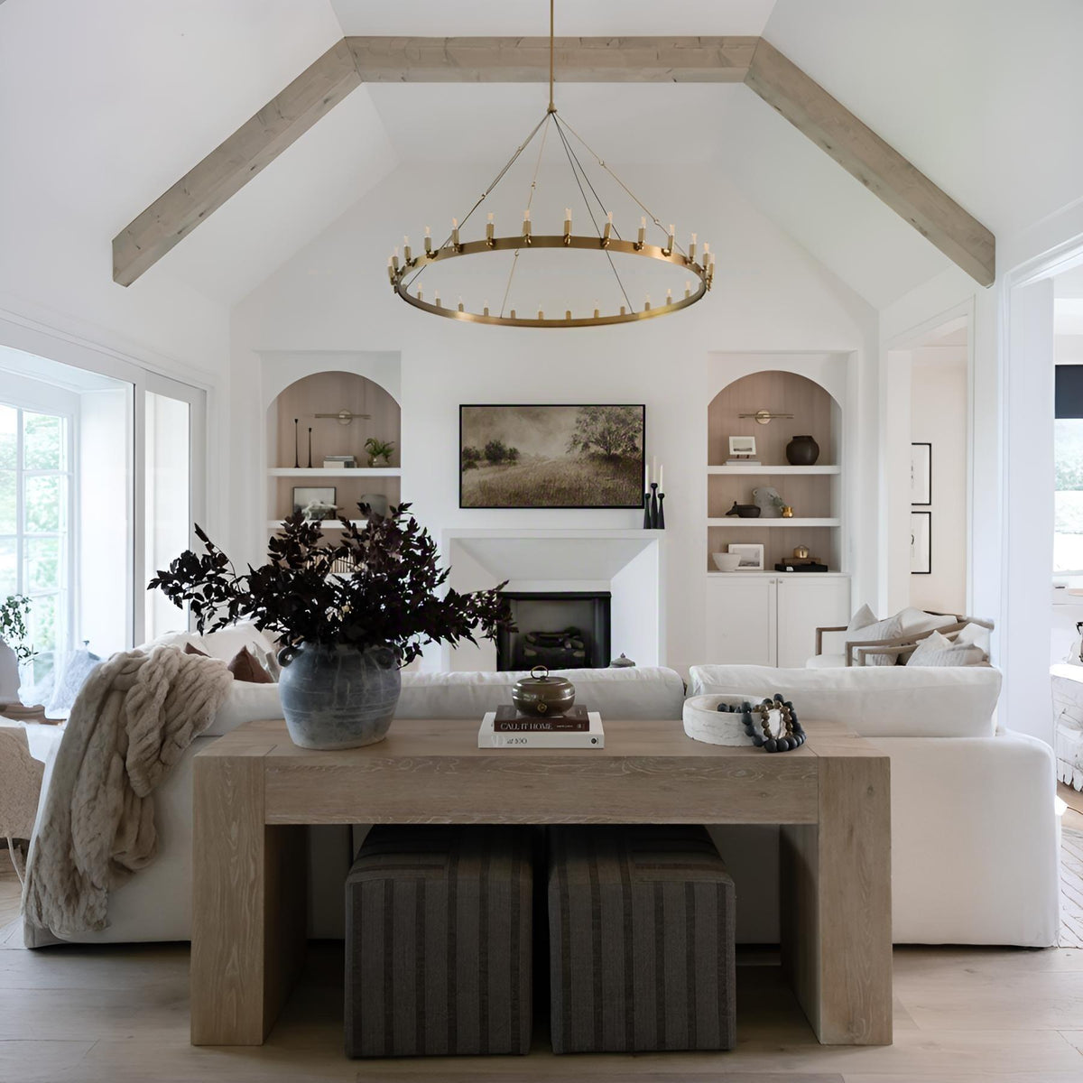 Elaris 63 Inch Tubular Candle Wagon Wheel Chandelier