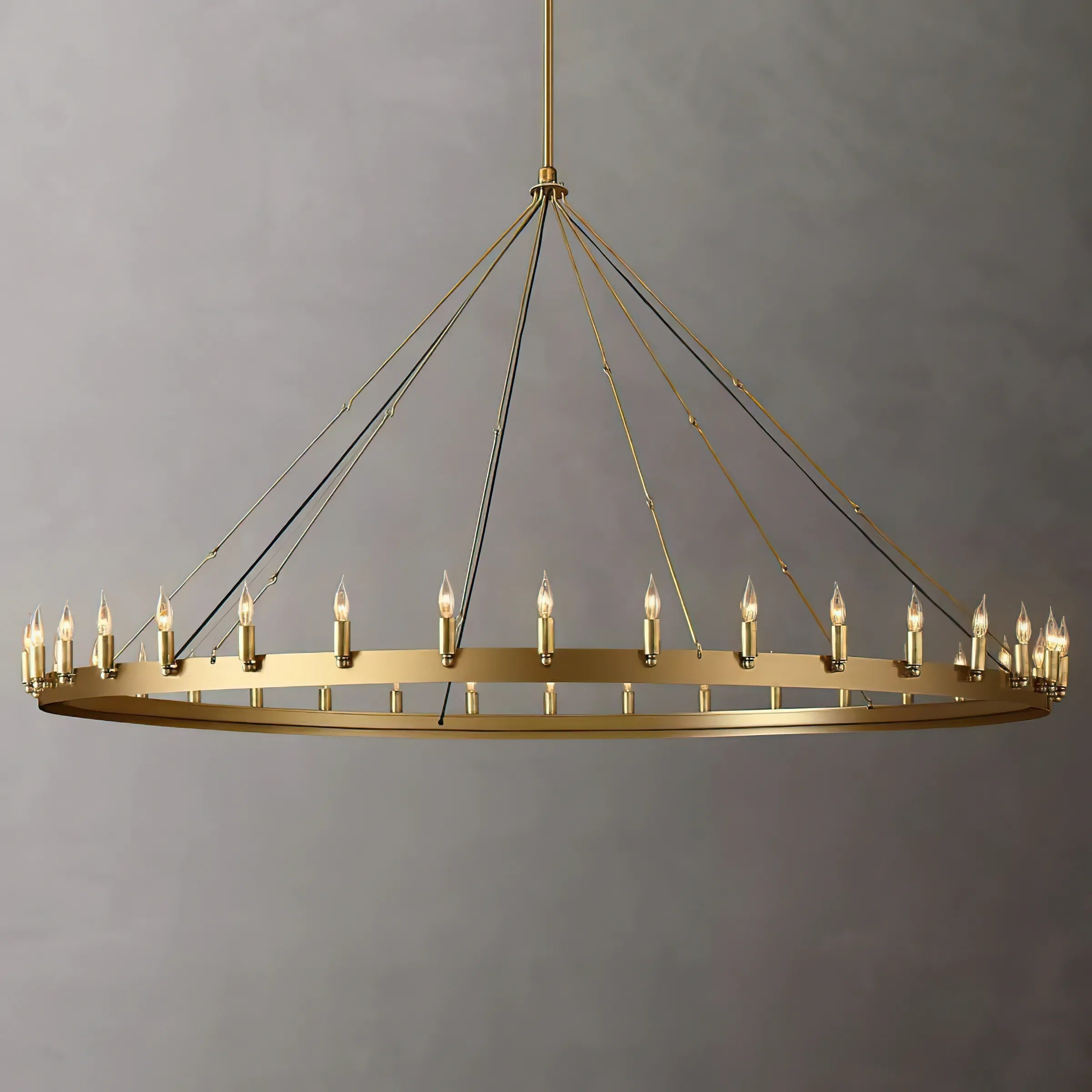Elaris 72 Inch Bent Tip Candle Wagon Wheel Chandelier
