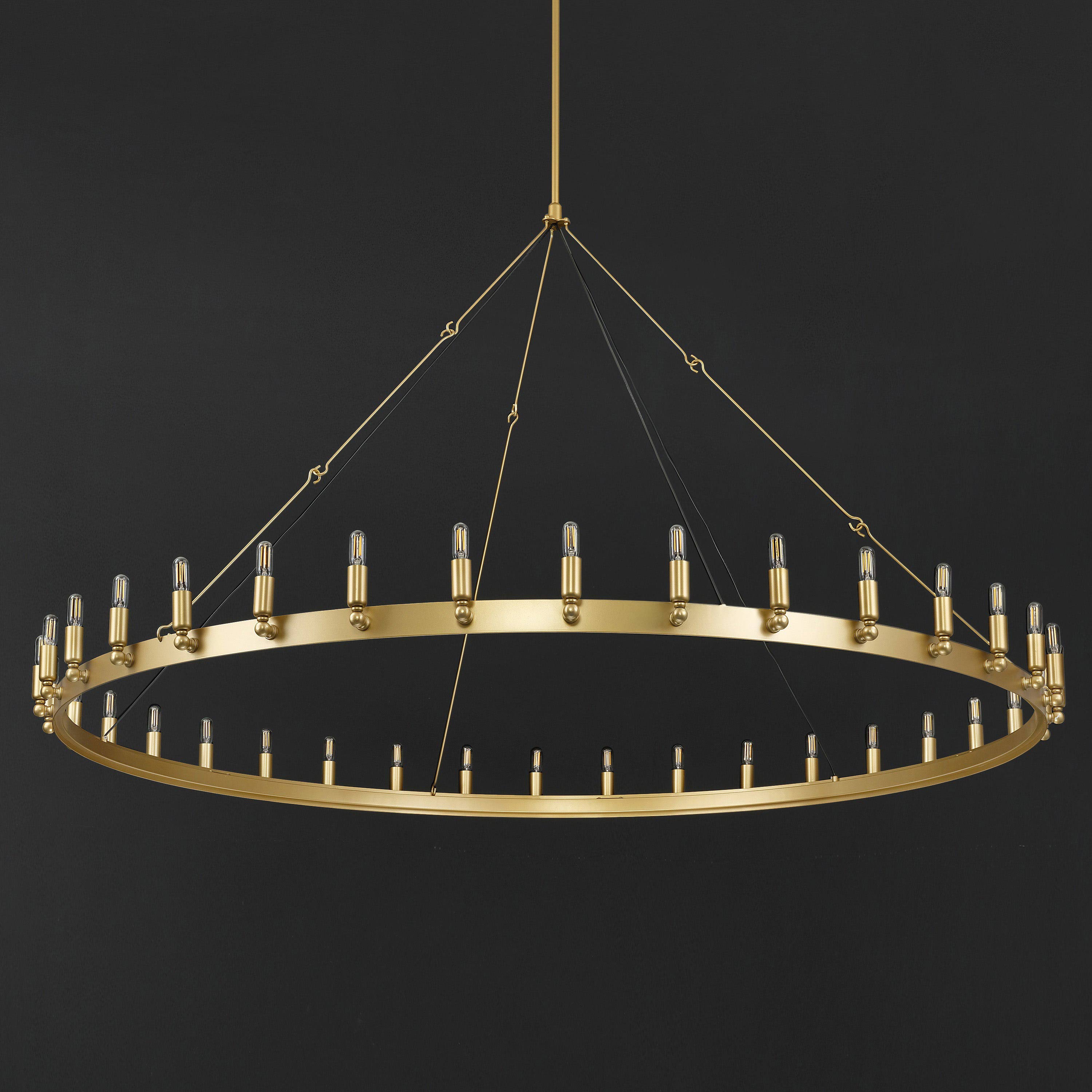 Elaris 72 Inch Tubular Candle Wagon Wheel Chandelier