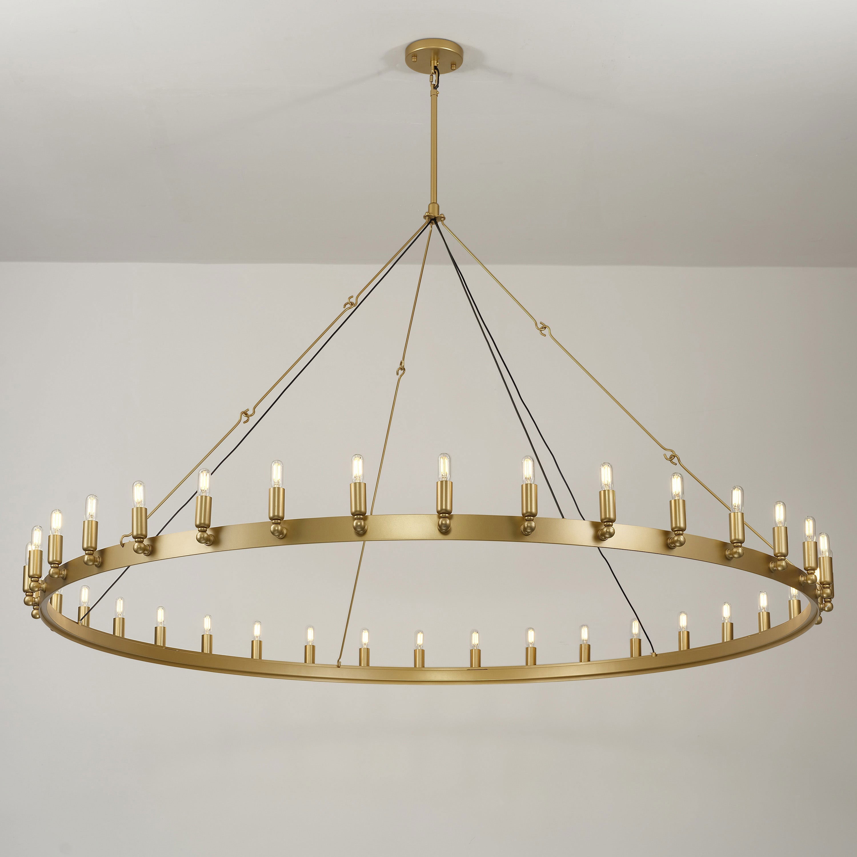 Elaris 72 Inch Tubular Candle Wagon Wheel Chandelier