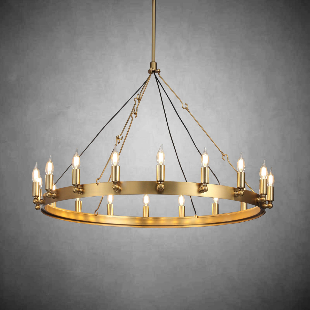 Elaris 38 Inch Bent Tip Candle Wagon Wheel Chandelier