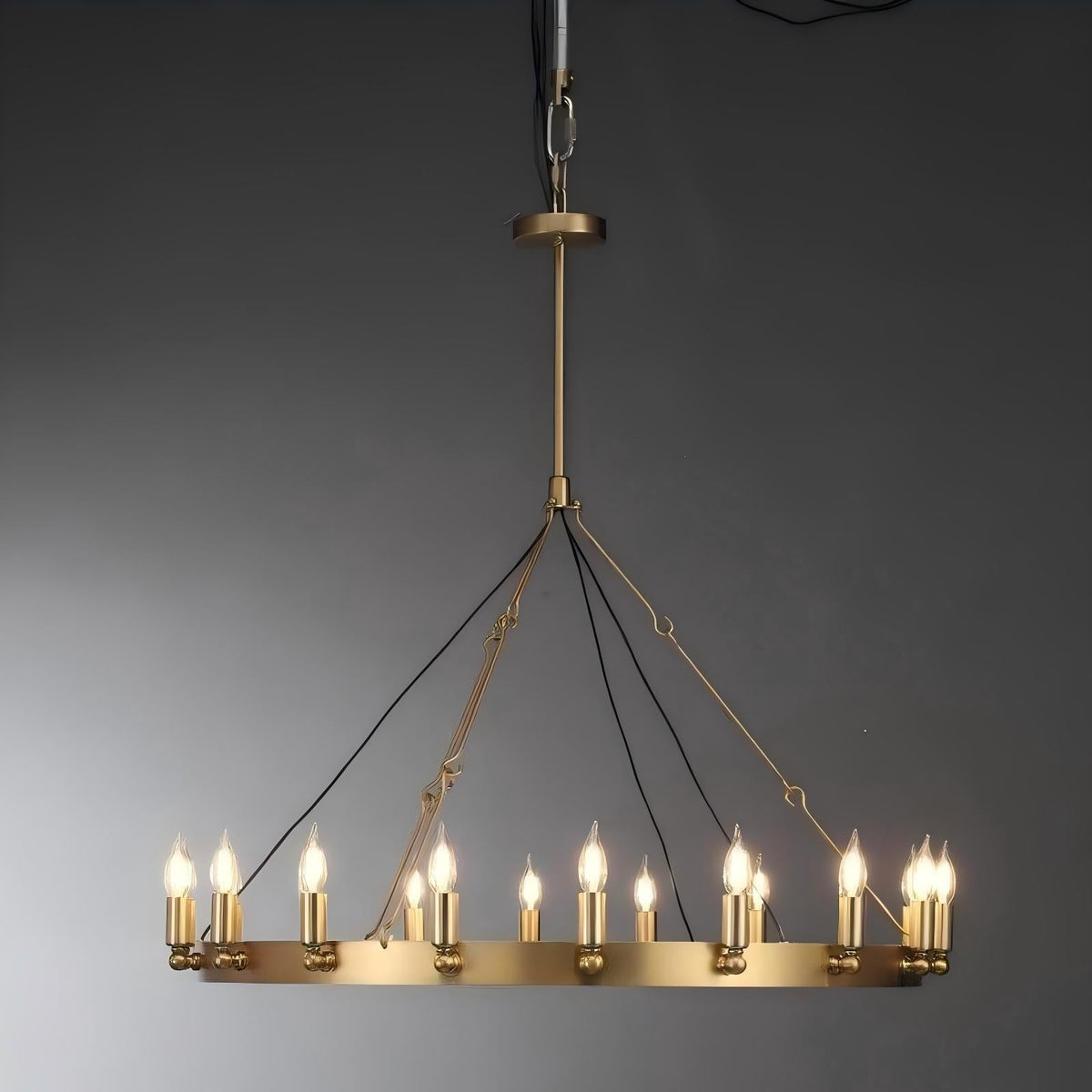 Elaris 38 Inch Bent Tip Candle Wagon Wheel Chandelier