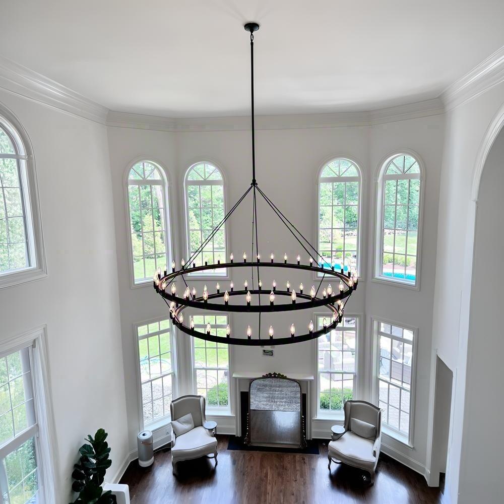 Elaris 72 Inch Tubular Candle Wagon Wheel Tiered Chandelier