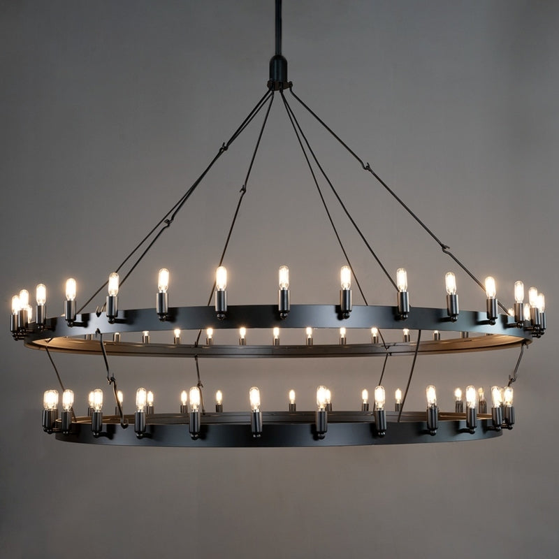 Elaris 72 Inch Tubular Candle Wagon Wheel Tiered Chandelier
