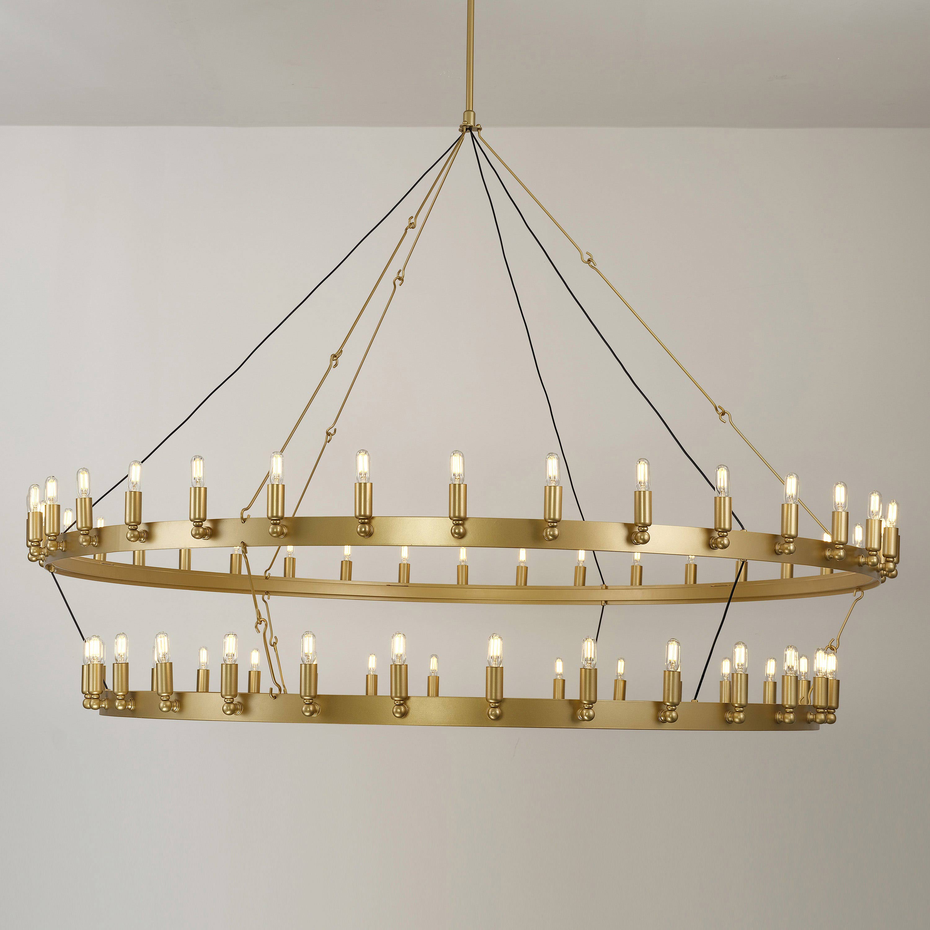 Elaris 72 Inch Tubular Candle Wagon Wheel Tiered Chandelier