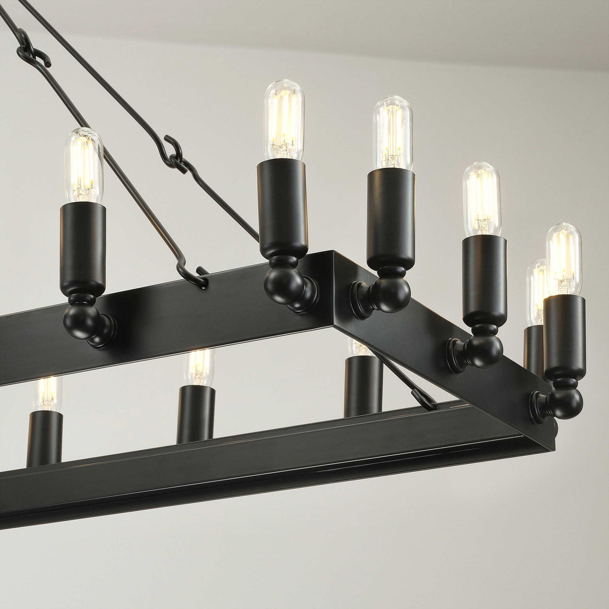Elaris 52 Inch Tubular Candle Rectangular Chandelier