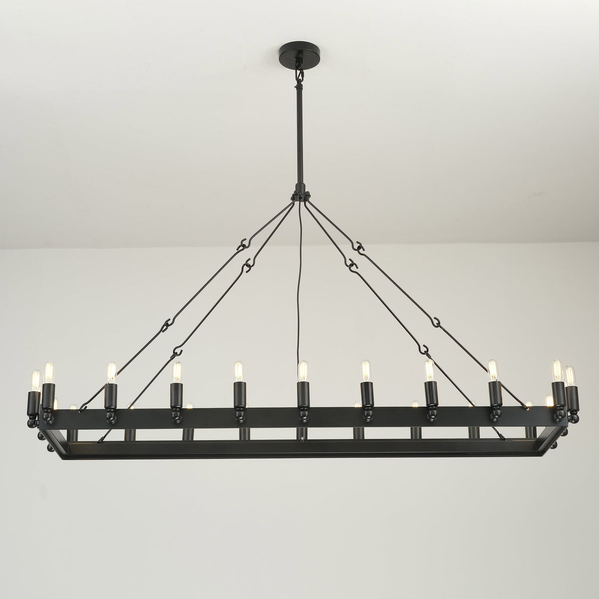 Elaris 52 Inch Tubular Candle Rectangular Chandelier