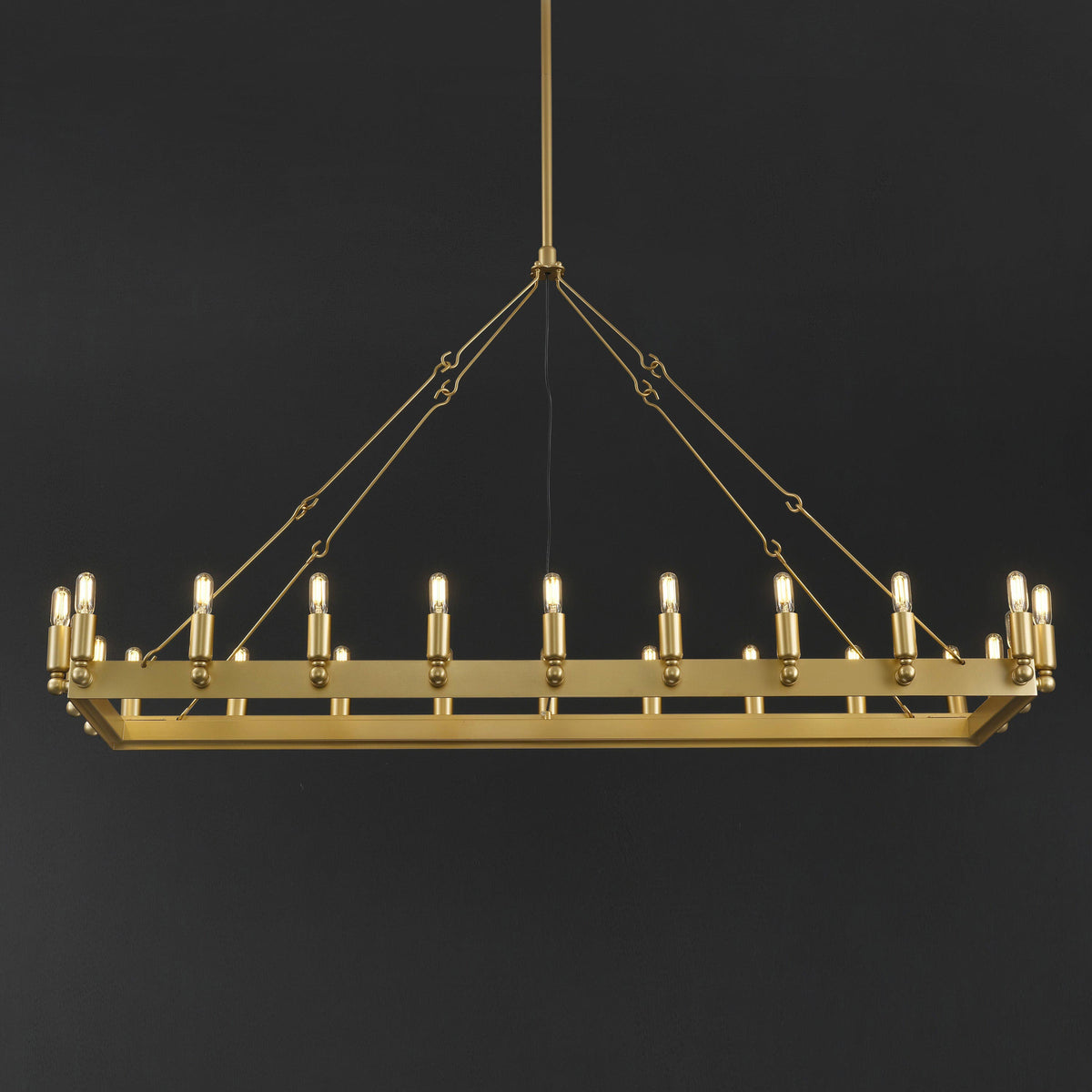 Elaris 52 Inch Tubular Candle Rectangular Chandelier