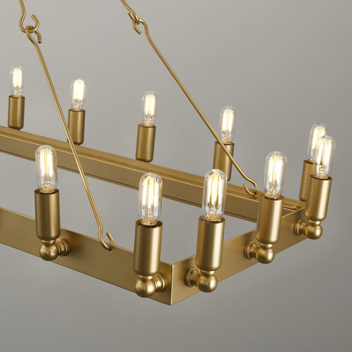 Elaris 52 Inch Tubular Candle Rectangular Chandelier