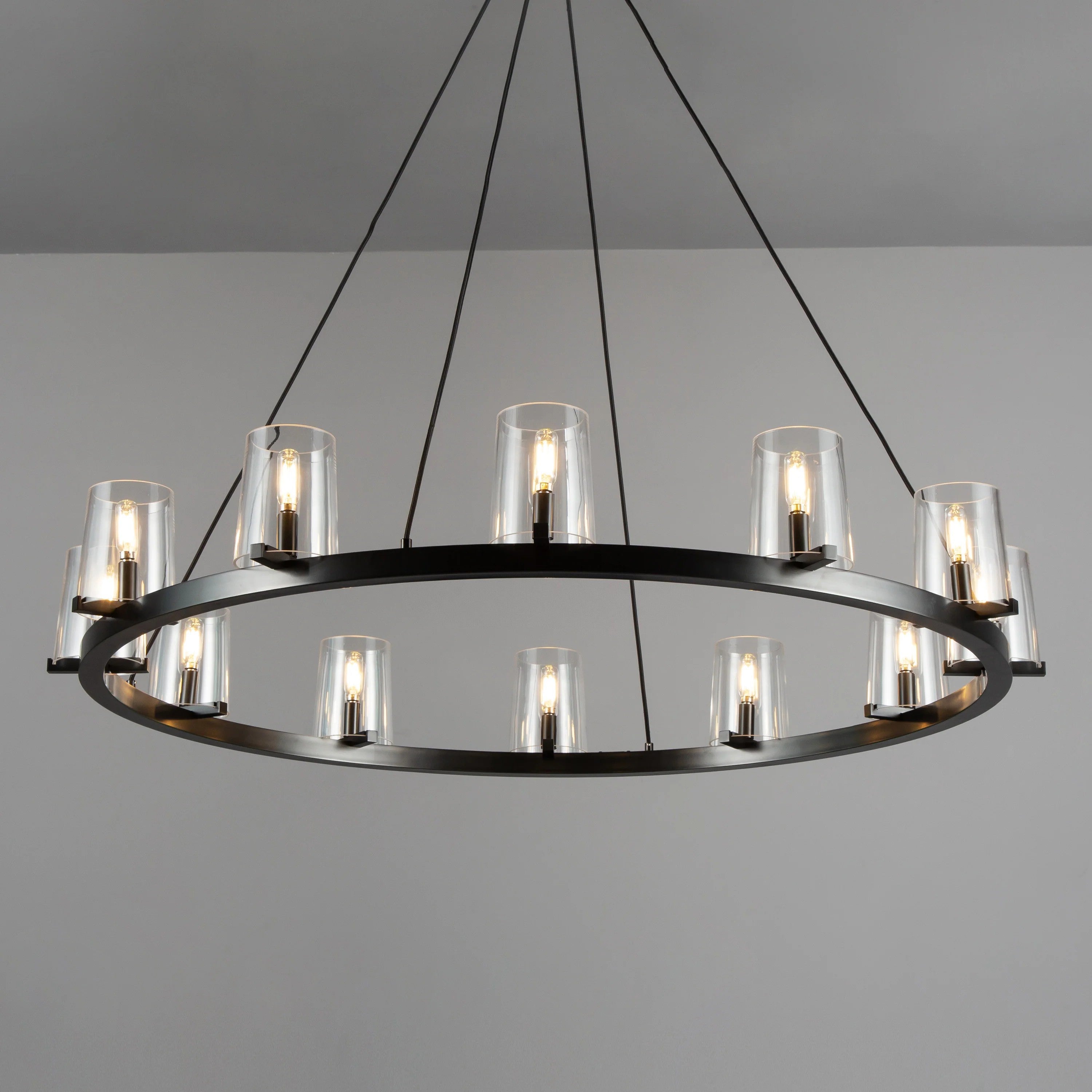 Elvara 48 Inch Cone Glass Shade Round Chandelier
