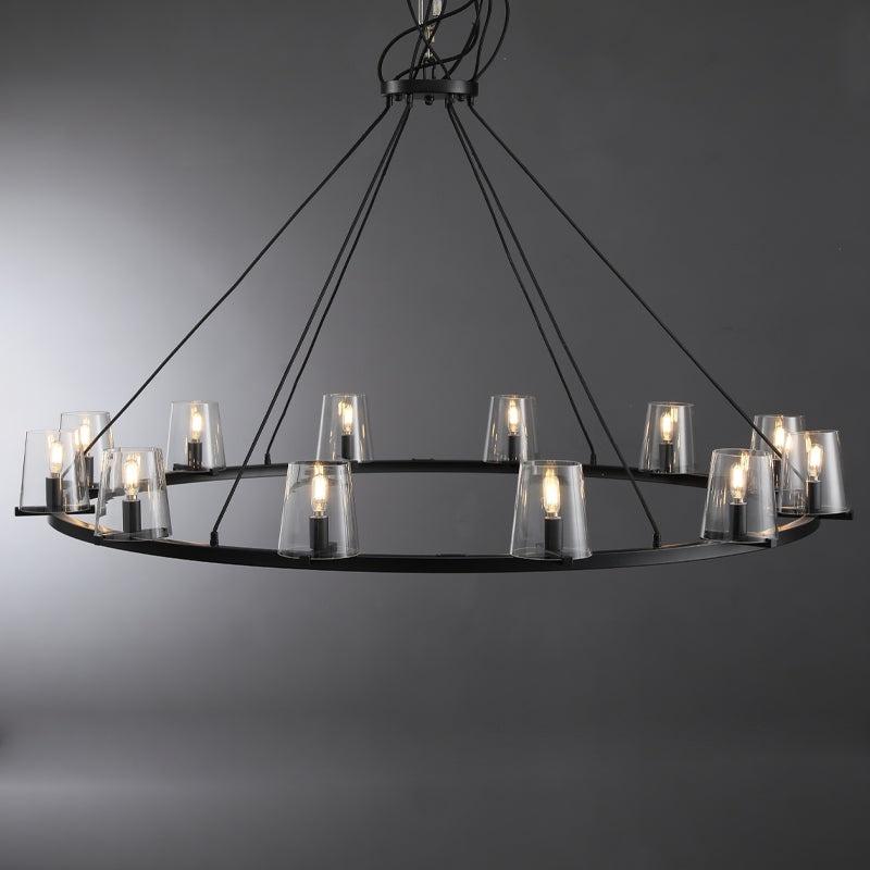 Elvara 60 Inch Cone Glass Shade Round Chandelier