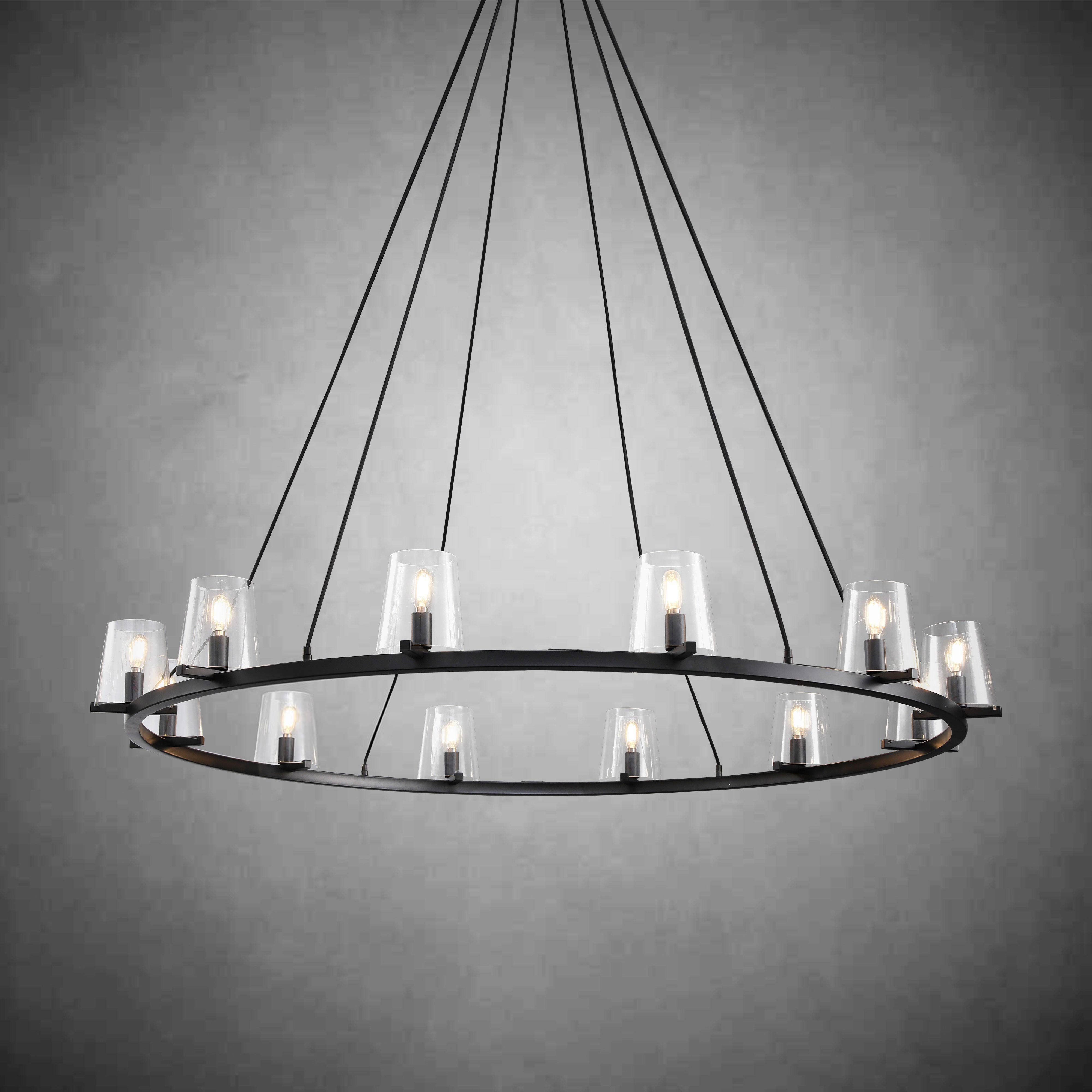 Elvara 60 Inch Cone Glass Shade Round Chandelier