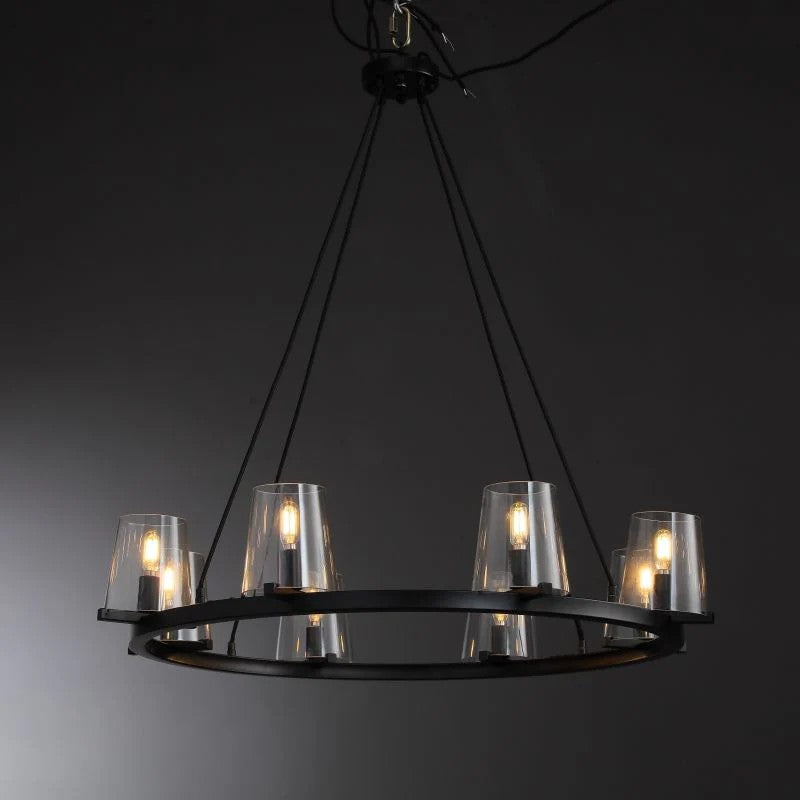 Elvara 36 Inch Cone Glass Shade Round Chandelier