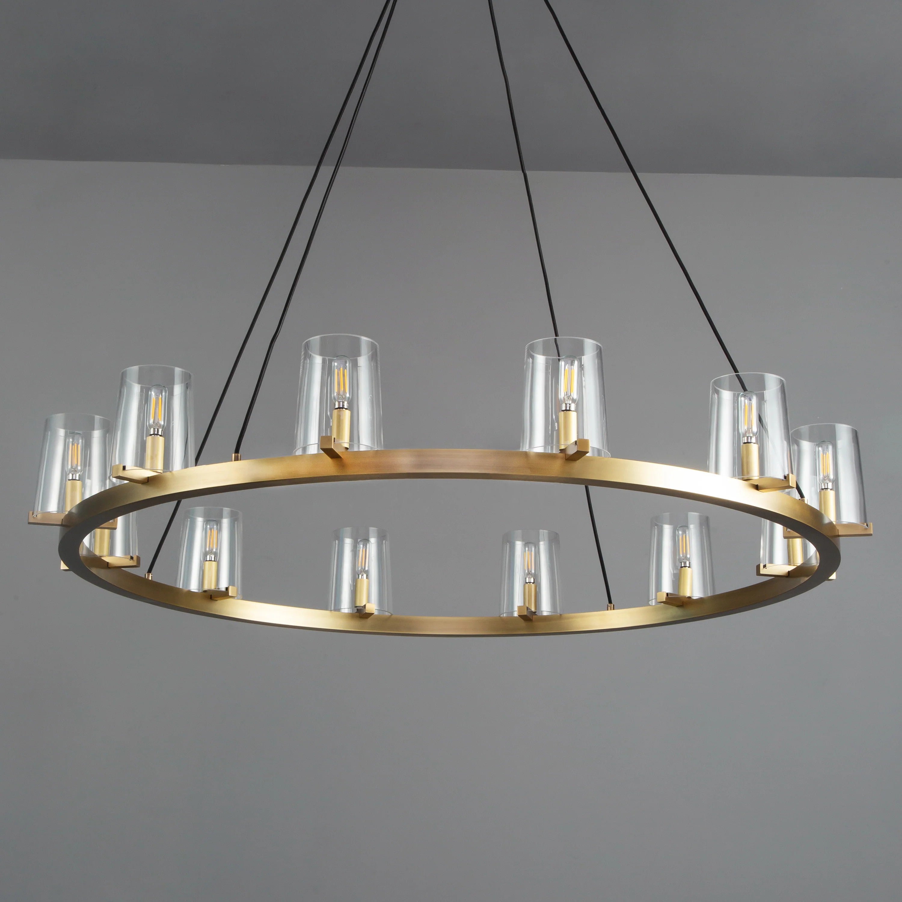 Elvara 48 Inch Cone Glass Shade Round Chandelier