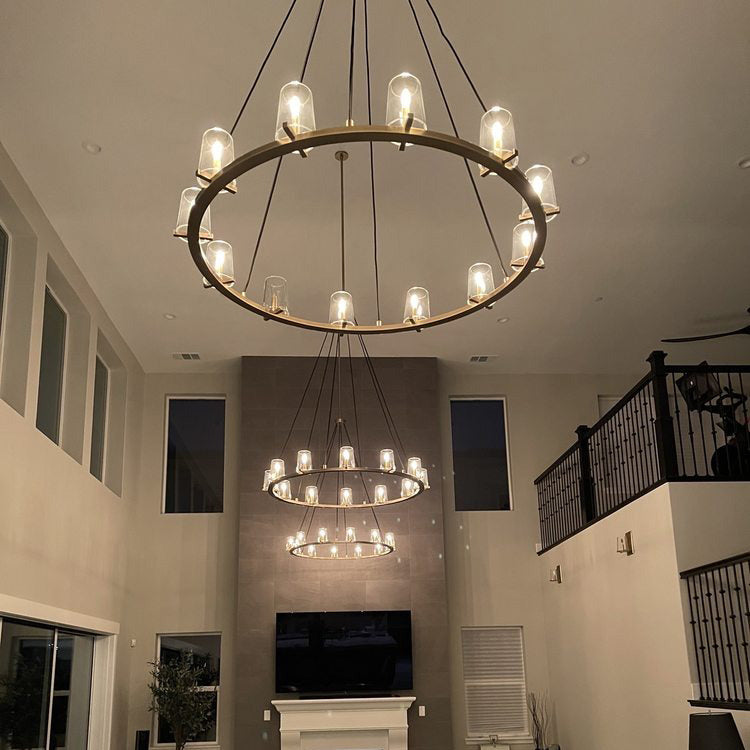 Elvara 48 Inch Cone Glass Shade Round Chandelier