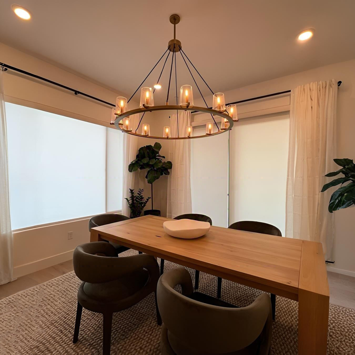 Elvara 48 Inch Cone Glass Shade Round Chandelier