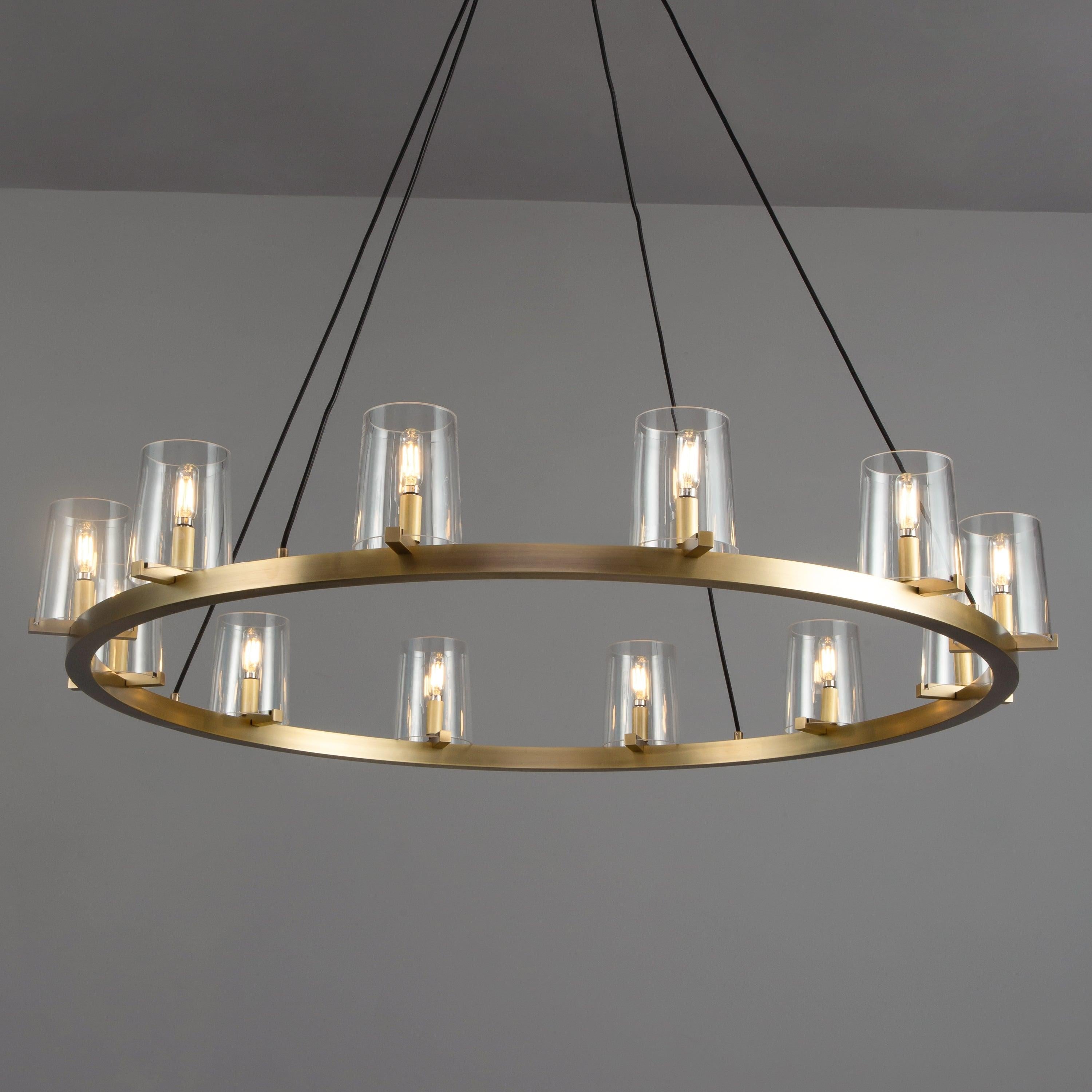 Elvara 48 Inch Cone Glass Shade Round Chandelier