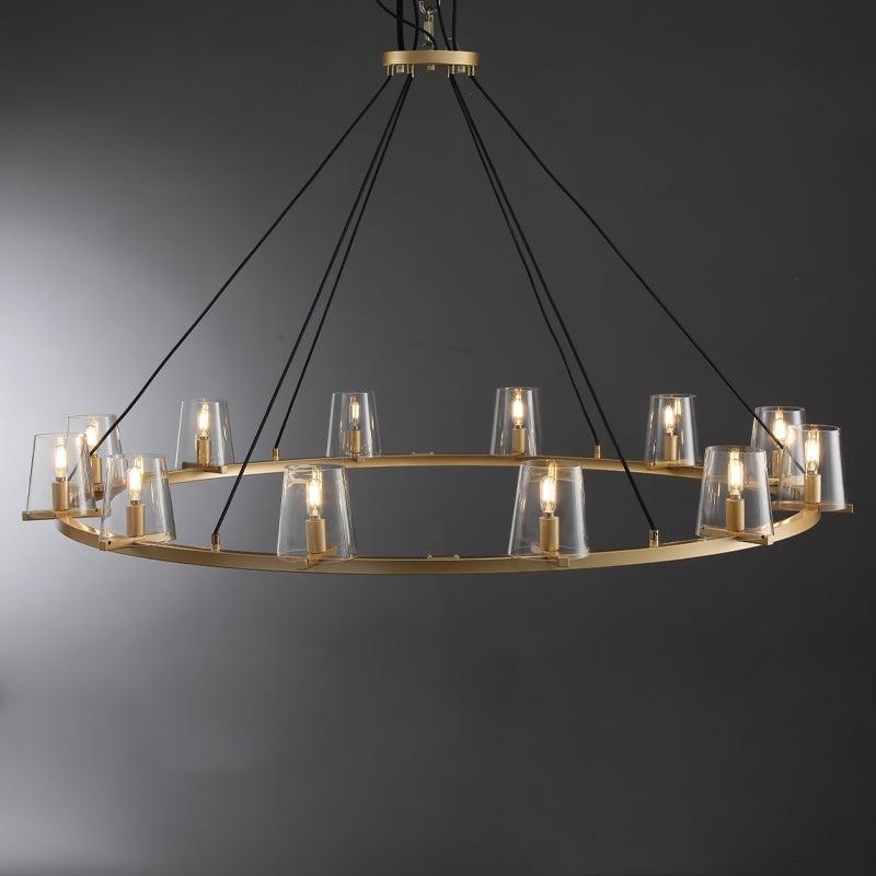 Elvara 60 Inch Cone Glass Shade Round Chandelier