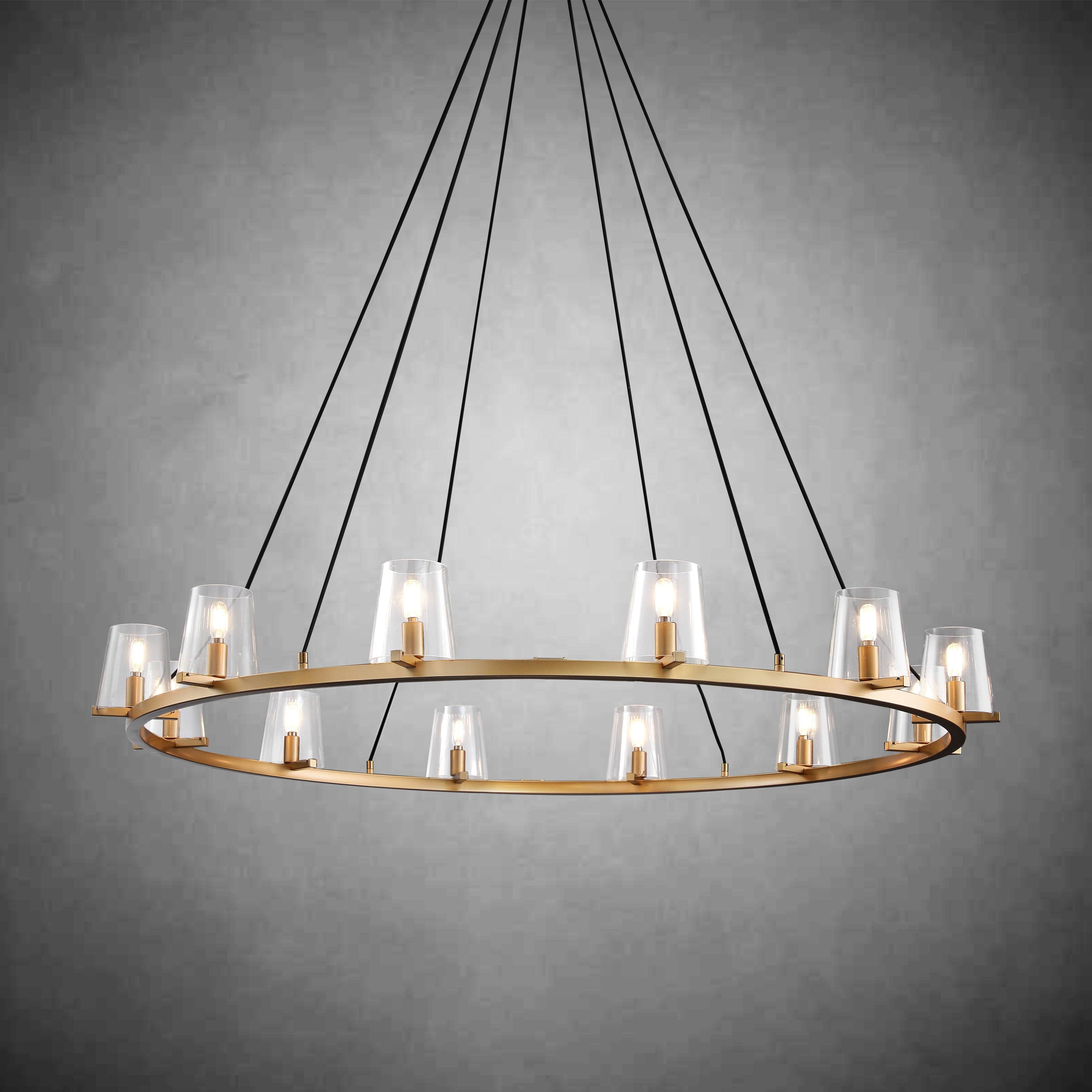 Elvara 60 Inch Cone Glass Shade Round Chandelier