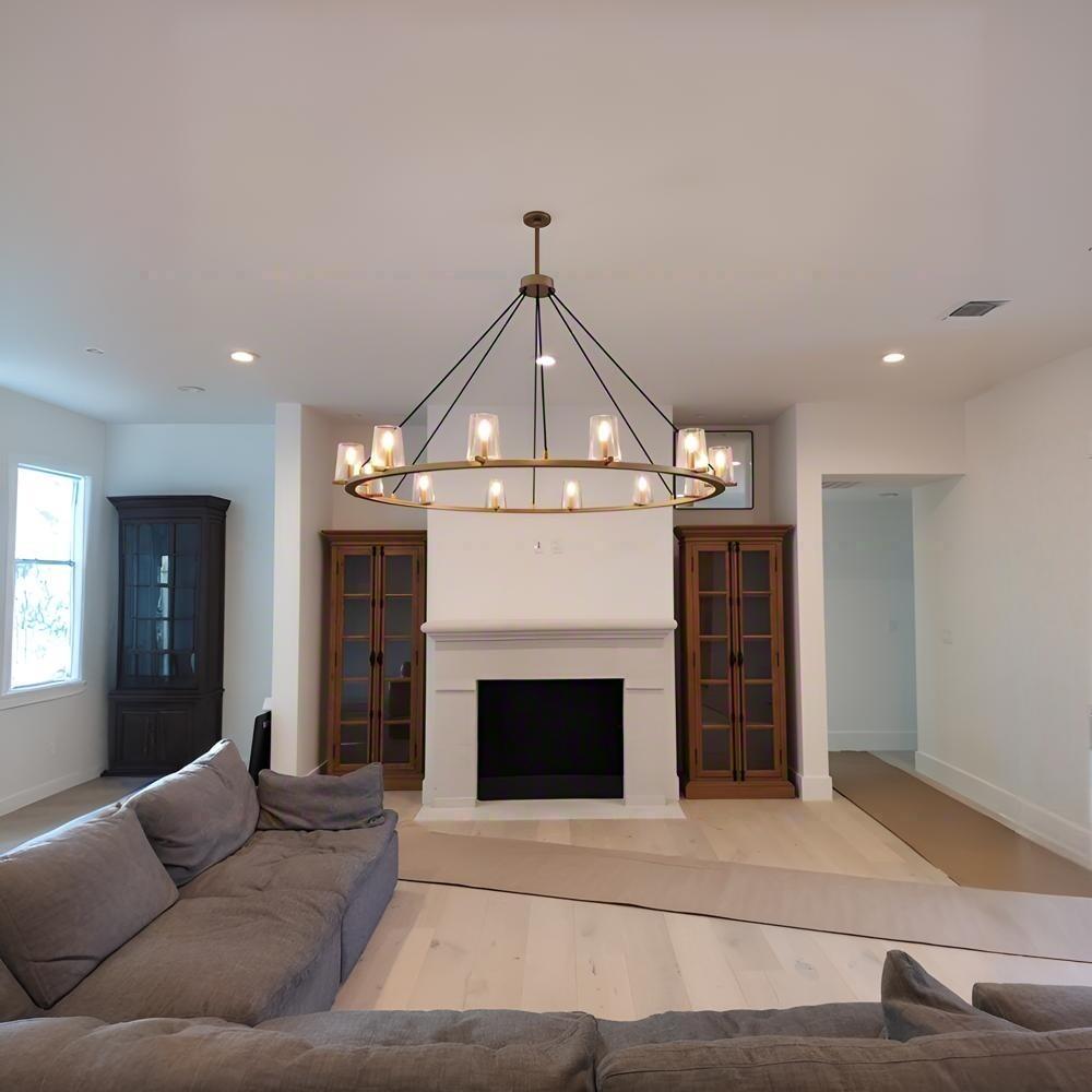 Elvara 60 Inch Cone Glass Shade Round Chandelier