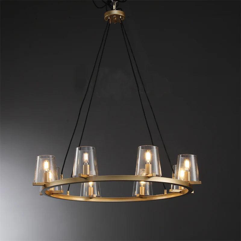 Elvara 36 Inch Cone Glass Shade Round Chandelier