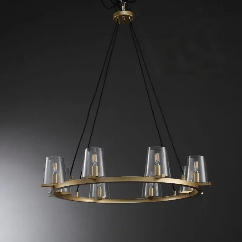 Elvara 36 Inch Cone Glass Shade Round Chandelier