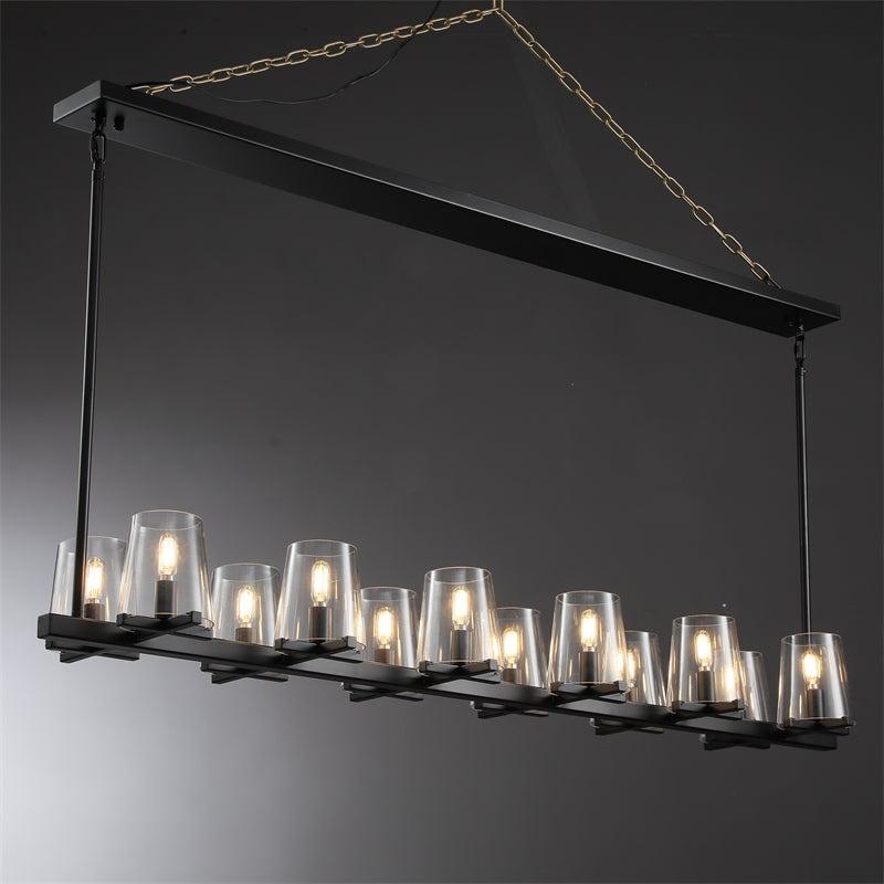Elvara 60 Inch Cone Glass Shade Double Linear Chandelier