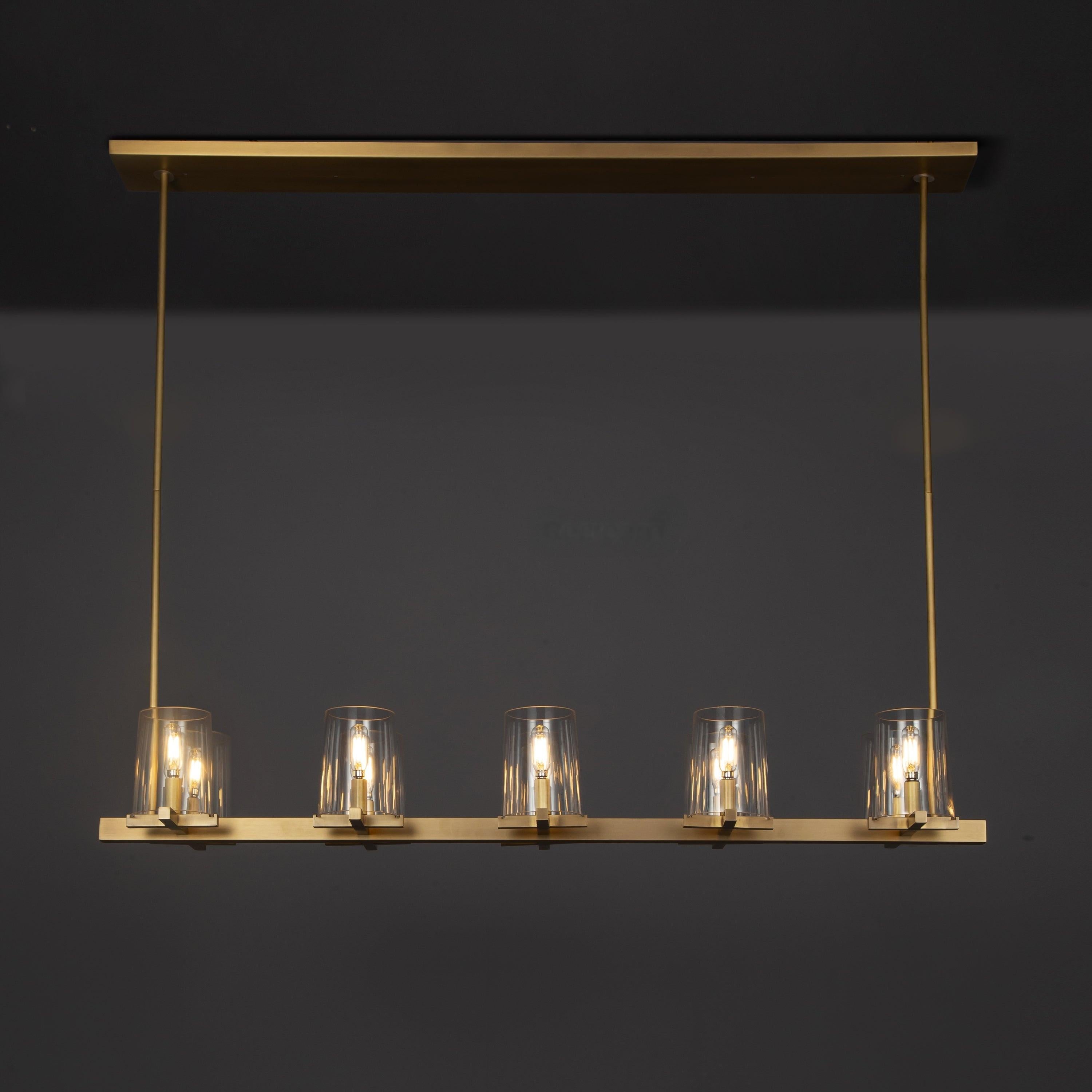 Elvara 49 Inch Cone Glass Shade Double Linear Chandelier