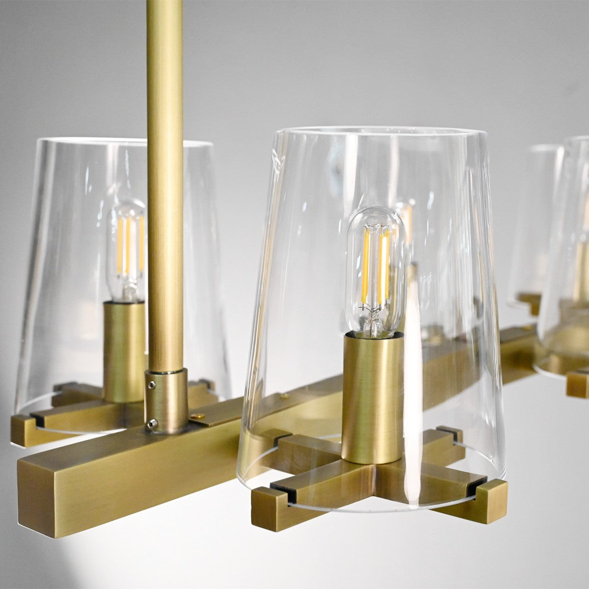 Elvara 60 Inch Cone Glass Shade Double Linear Chandelier