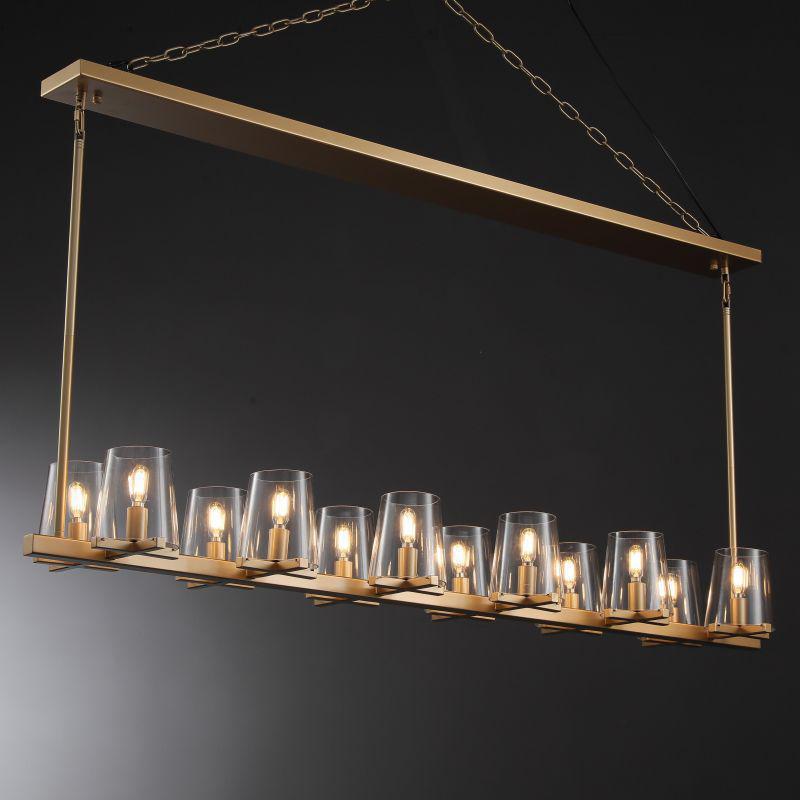 Elvara 60 Inch Cone Glass Shade Double Linear Chandelier