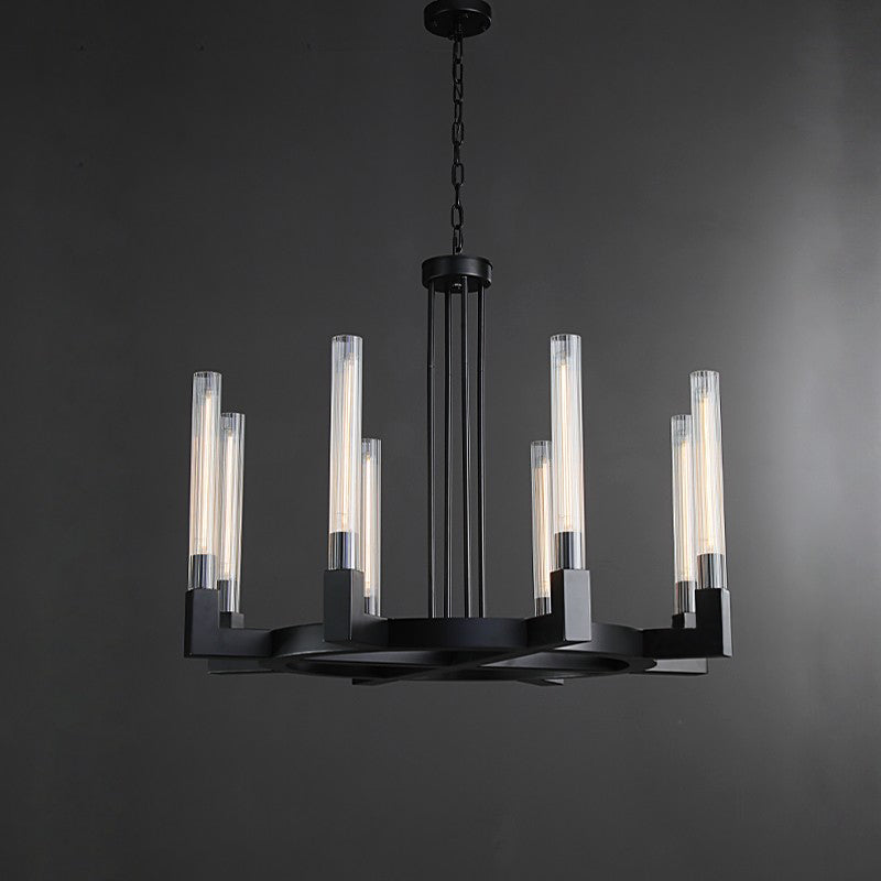 Althene 36 Inch Fluted Glass Round Candle Chandelier
