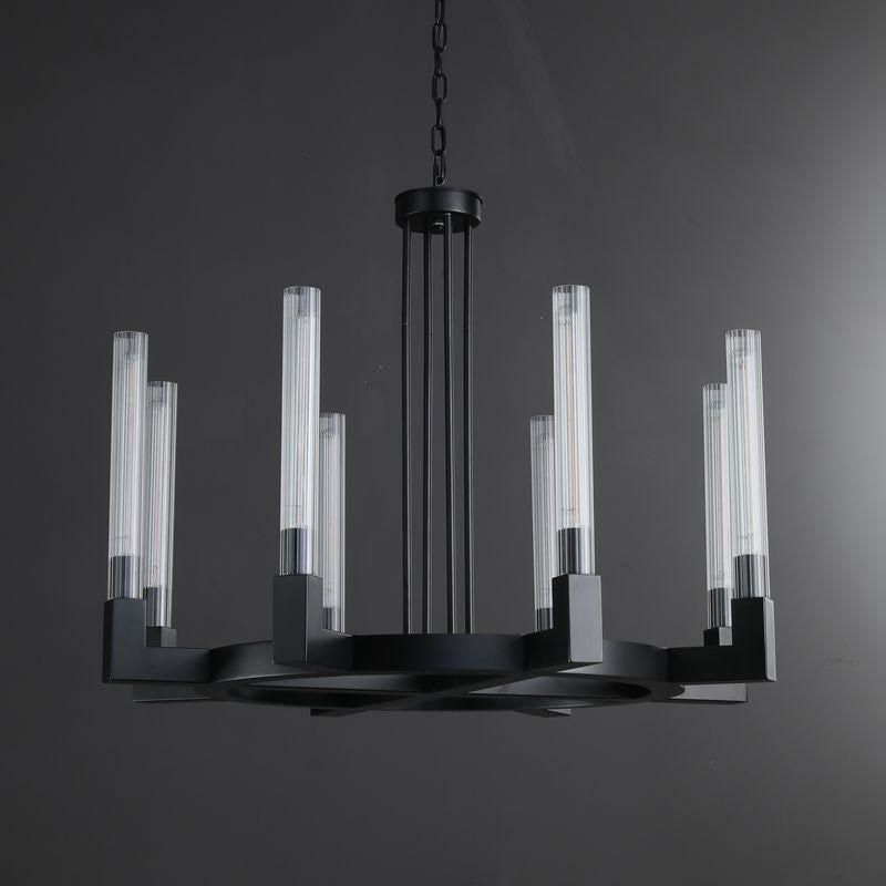 Althene 36 Inch Fluted Glass Round Candle Chandelier