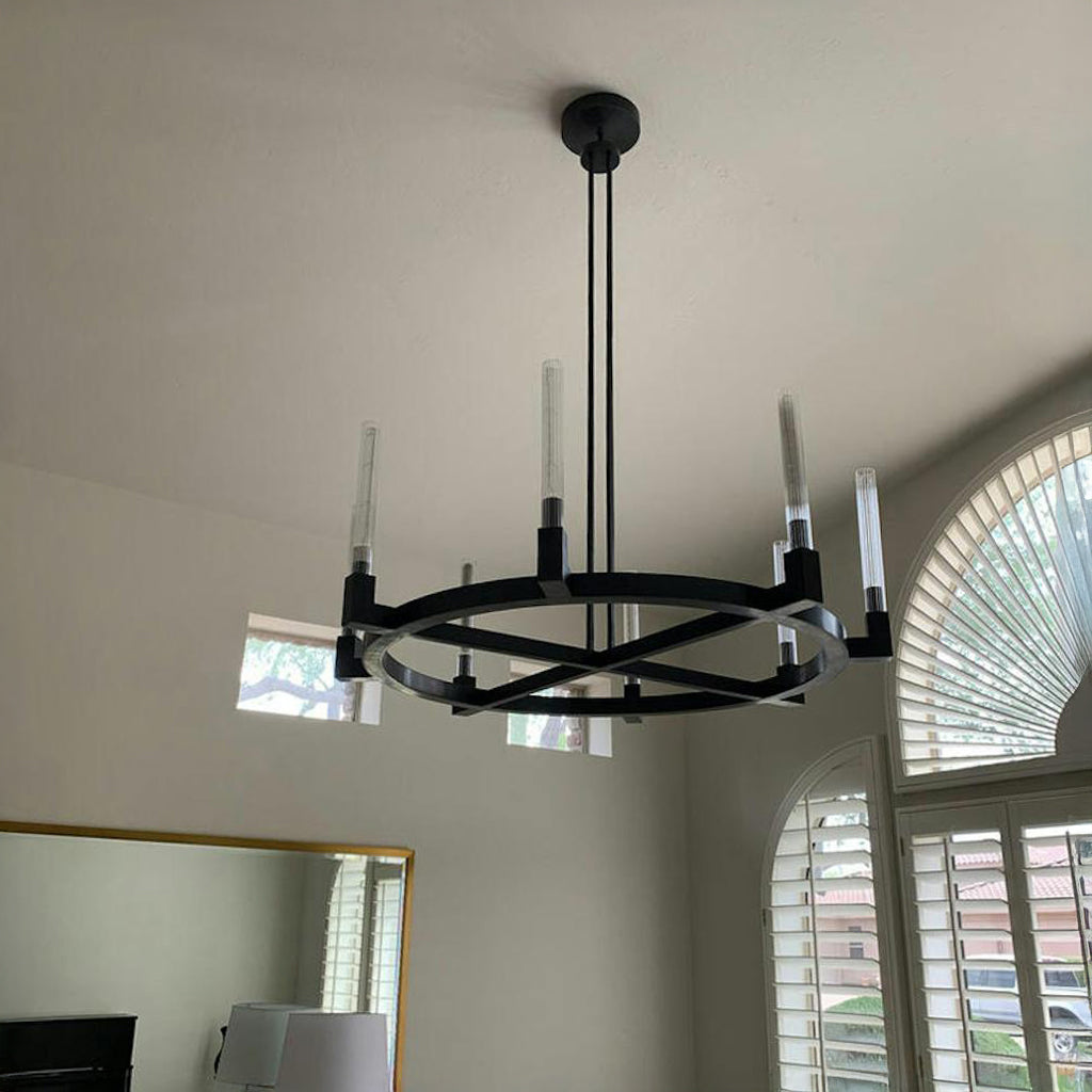 Althene 36 Inch Fluted Glass Round Candle Chandelier