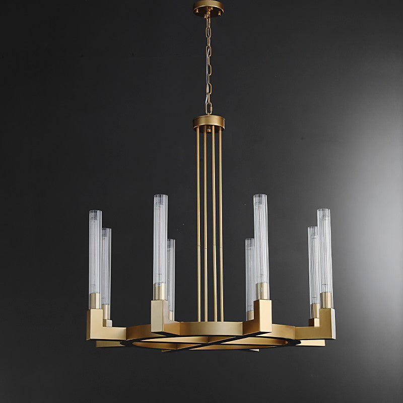 Althene 36 Inch Fluted Glass Round Candle Chandelier