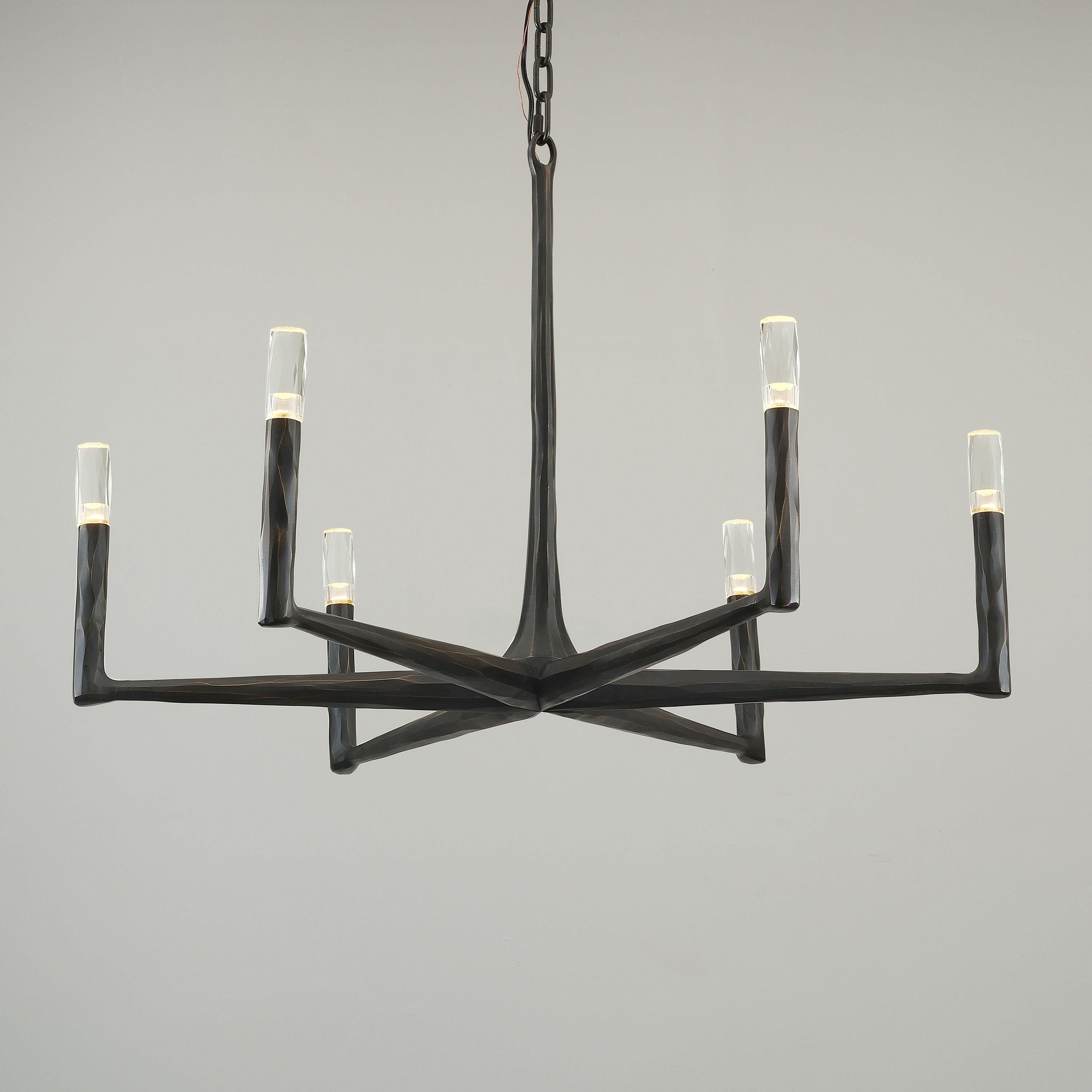 Aurevon 36 Inch Forged Candlestick Arm Chandelier