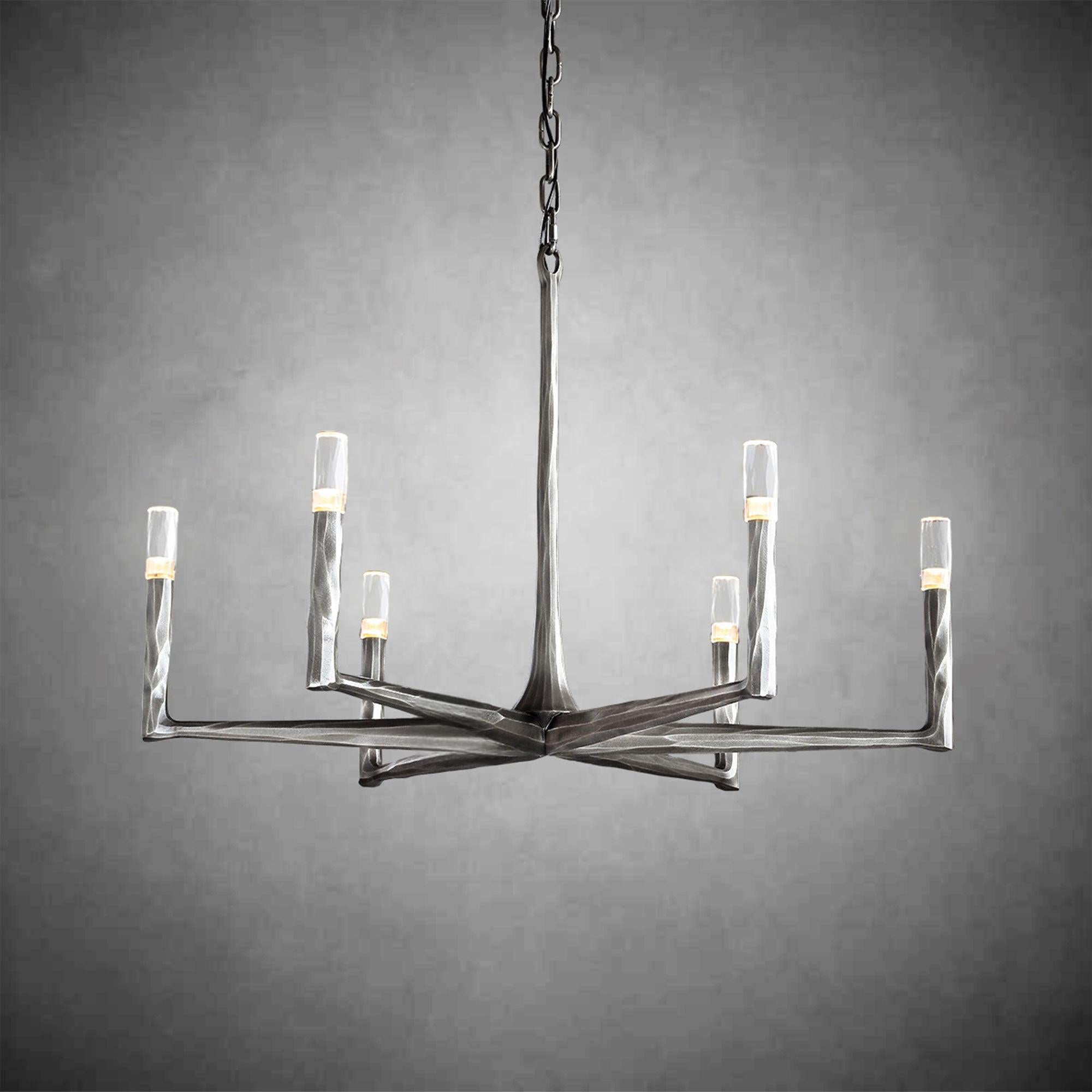 Aurevon 36 Inch Forged Candlestick Arm Chandelier